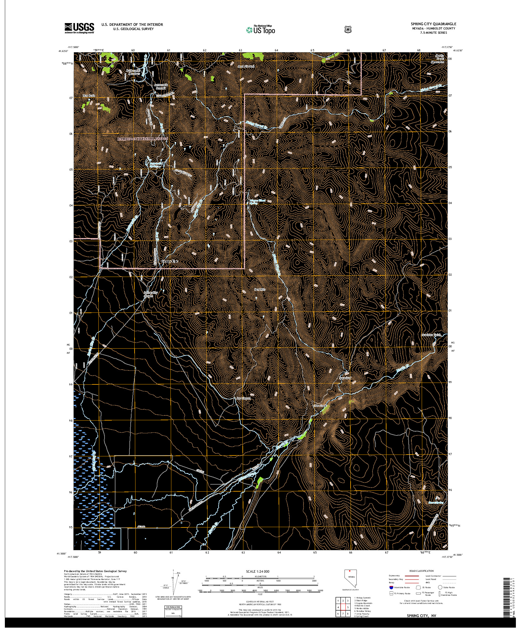 USGS US TOPO 7.5-MINUTE MAP FOR SPRING CITY, NV 2018