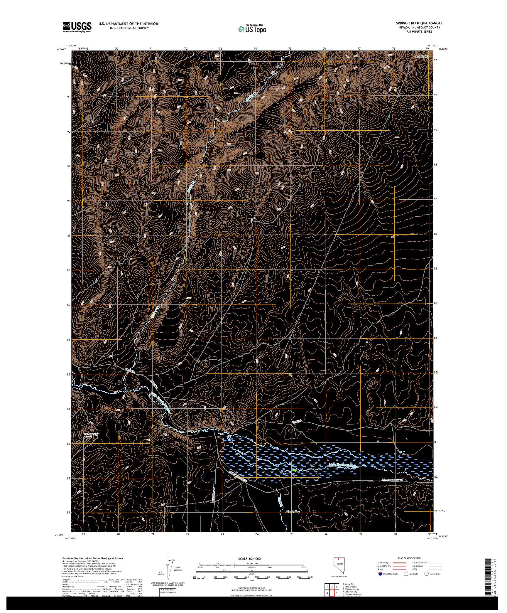 USGS US TOPO 7.5-MINUTE MAP FOR SPRING CREEK, NV 2018