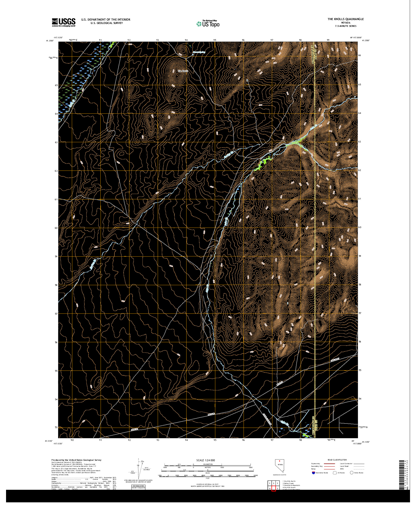 USGS US TOPO 7.5-MINUTE MAP FOR THE KNOLLS, NV 2018