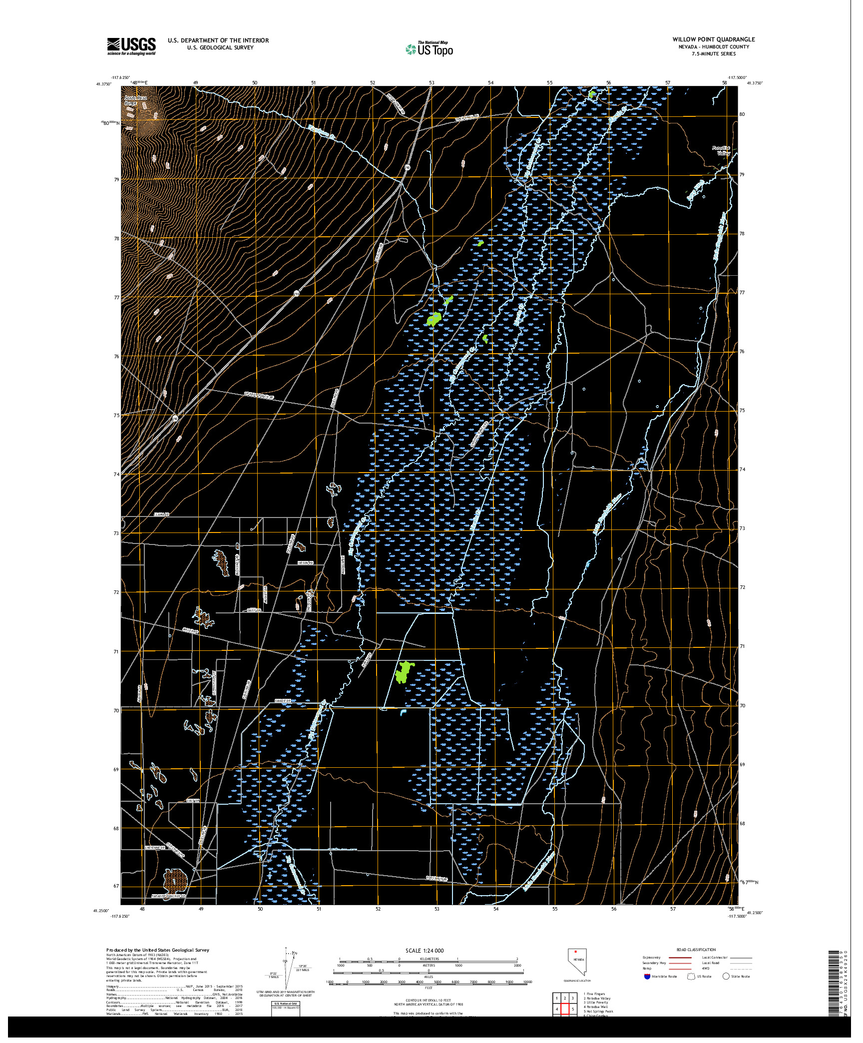 USGS US TOPO 7.5-MINUTE MAP FOR WILLOW POINT, NV 2018