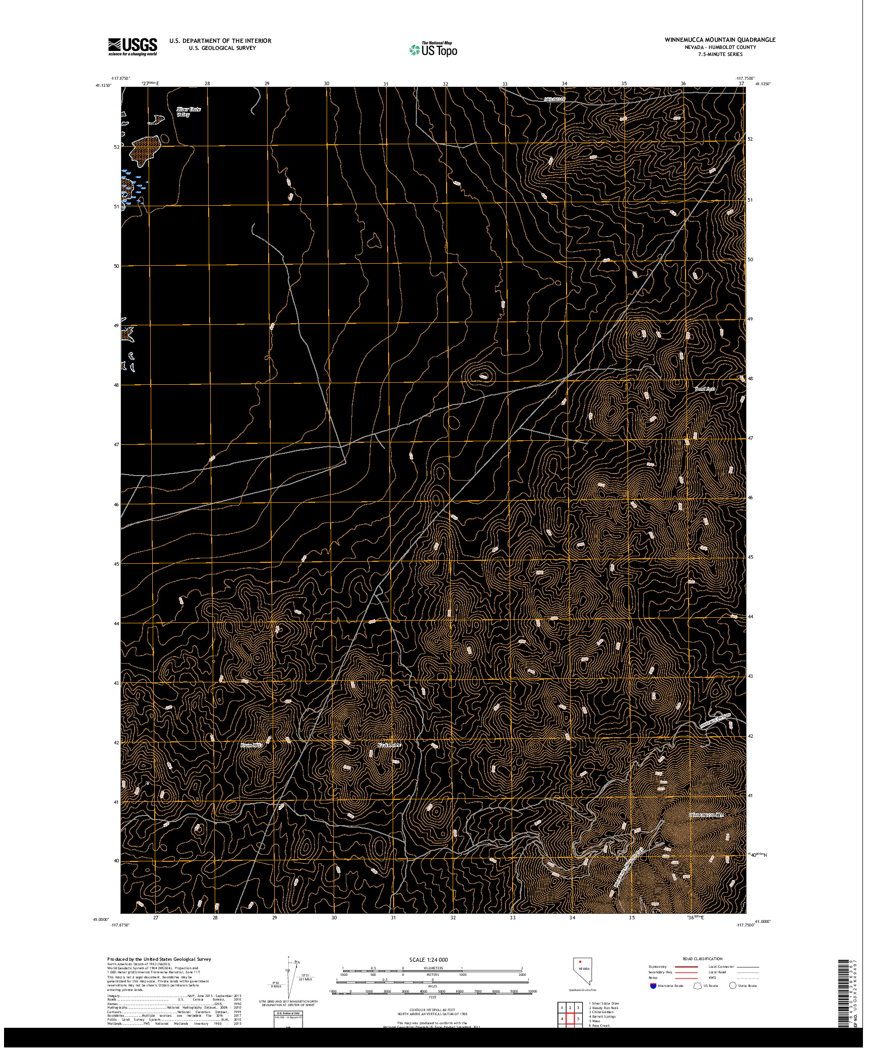 USGS US TOPO 7.5-MINUTE MAP FOR WINNEMUCCA MOUNTAIN, NV 2018