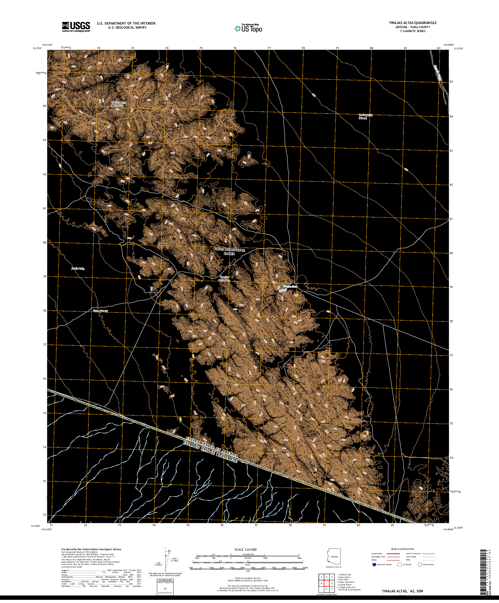 USGS US TOPO 7.5-MINUTE MAP FOR TINAJAS ALTAS, AZ,SON 2018