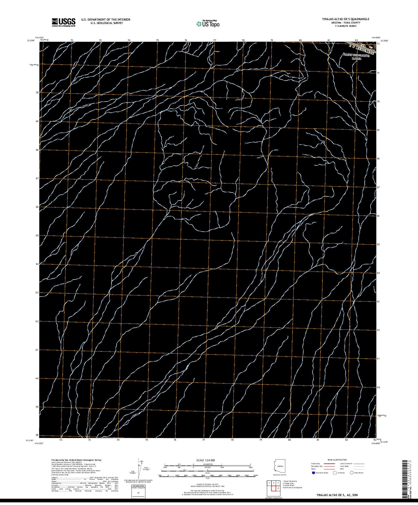 USGS US TOPO 7.5-MINUTE MAP FOR TINAJAS ALTAS OE S, AZ,SON 2018