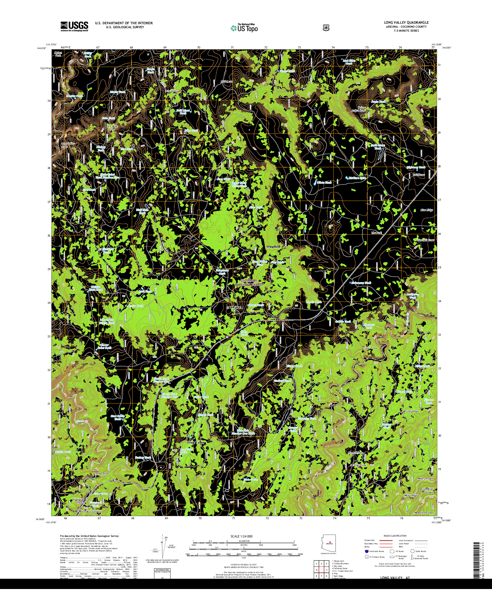 USGS US TOPO 7.5-MINUTE MAP FOR LONG VALLEY, AZ 2018