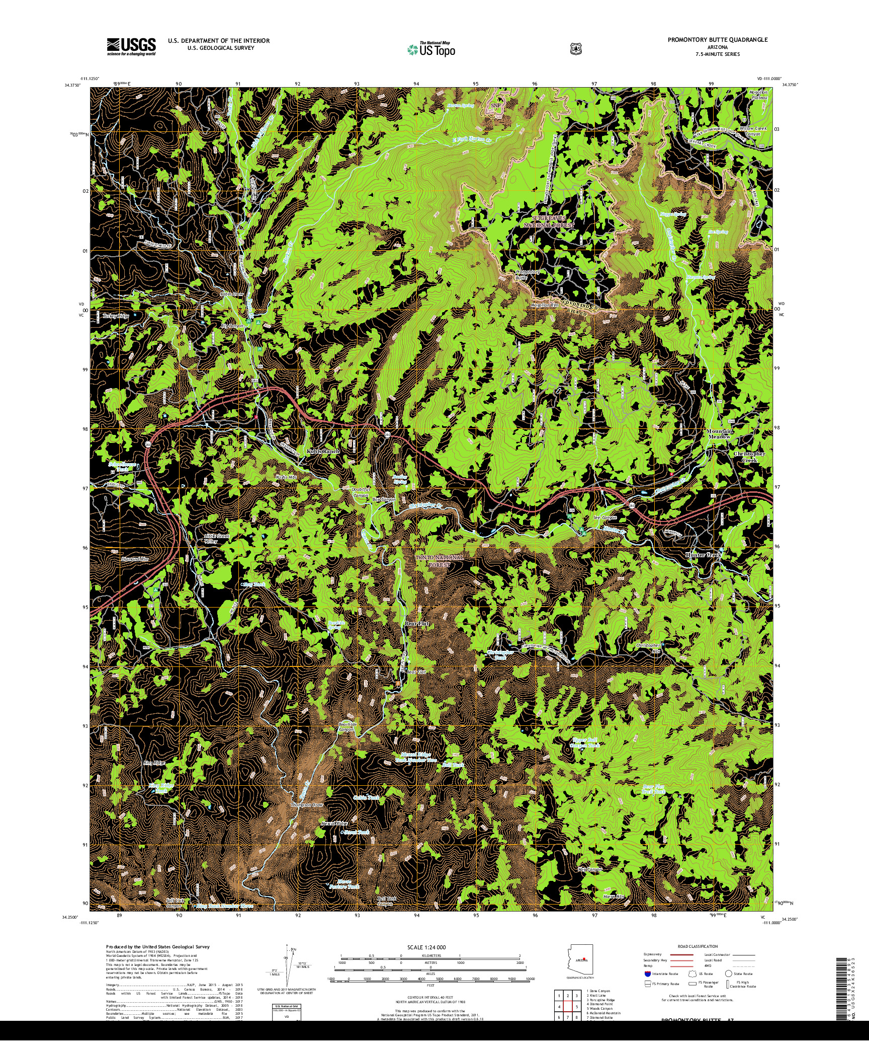 USGS US TOPO 7.5-MINUTE MAP FOR PROMONTORY BUTTE, AZ 2018