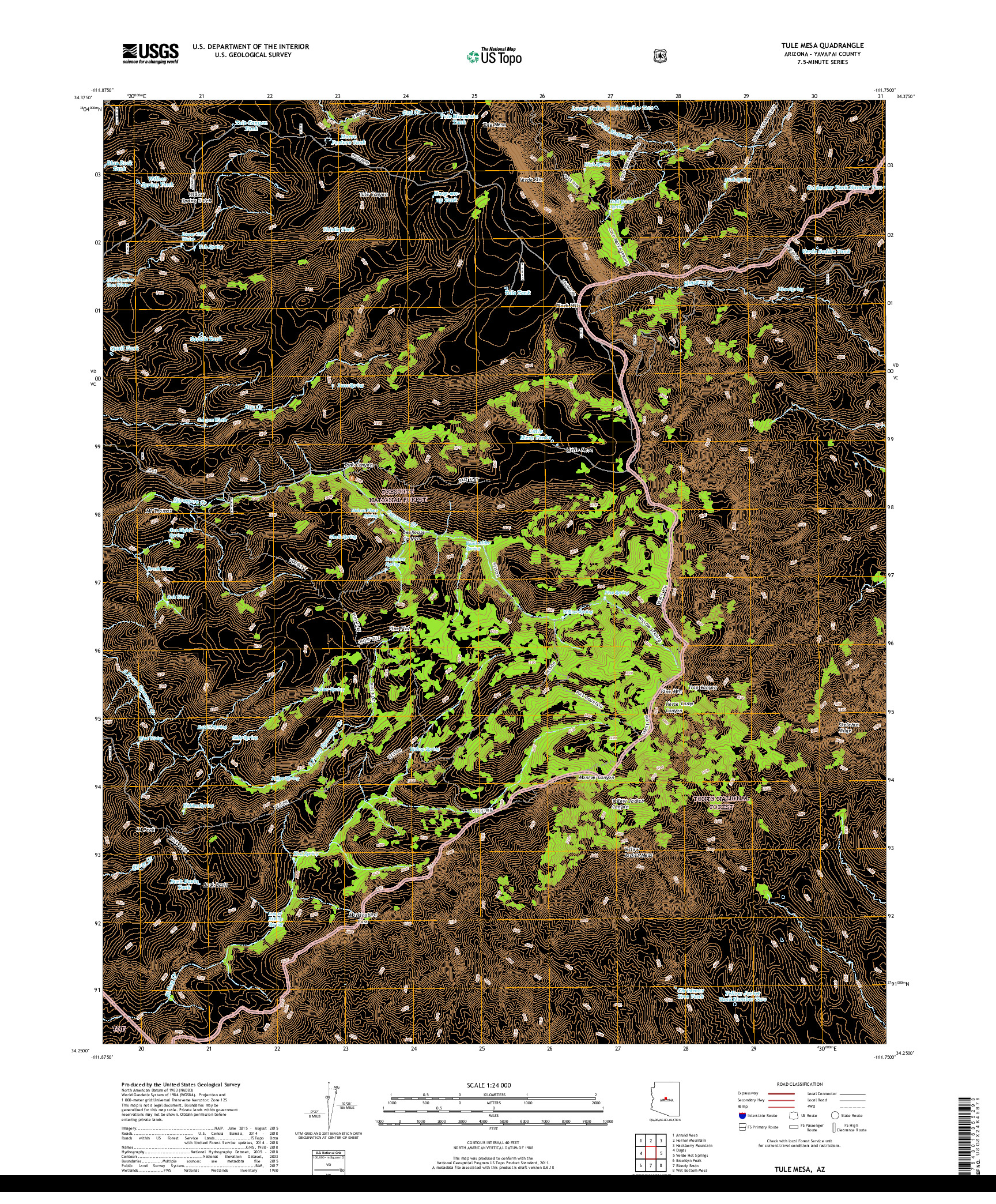 USGS US TOPO 7.5-MINUTE MAP FOR TULE MESA, AZ 2018