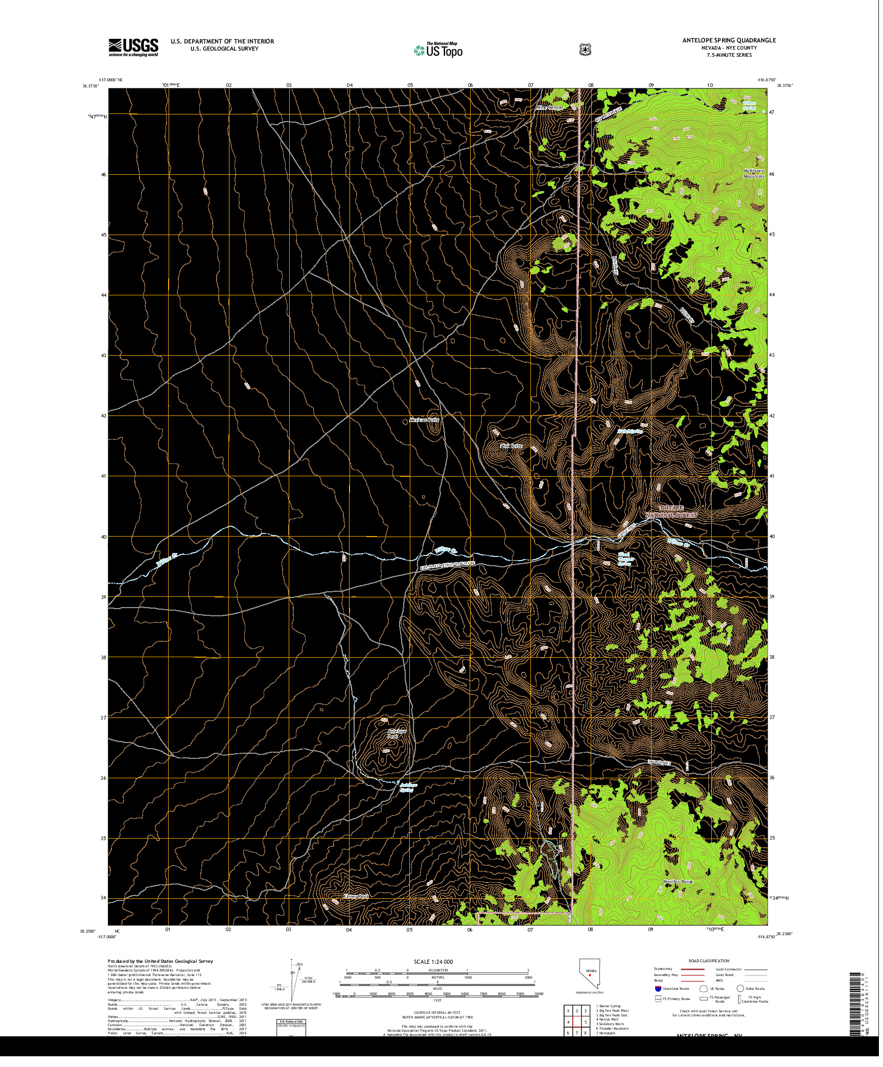 USGS US TOPO 7.5-MINUTE MAP FOR ANTELOPE SPRING, NV 2018
