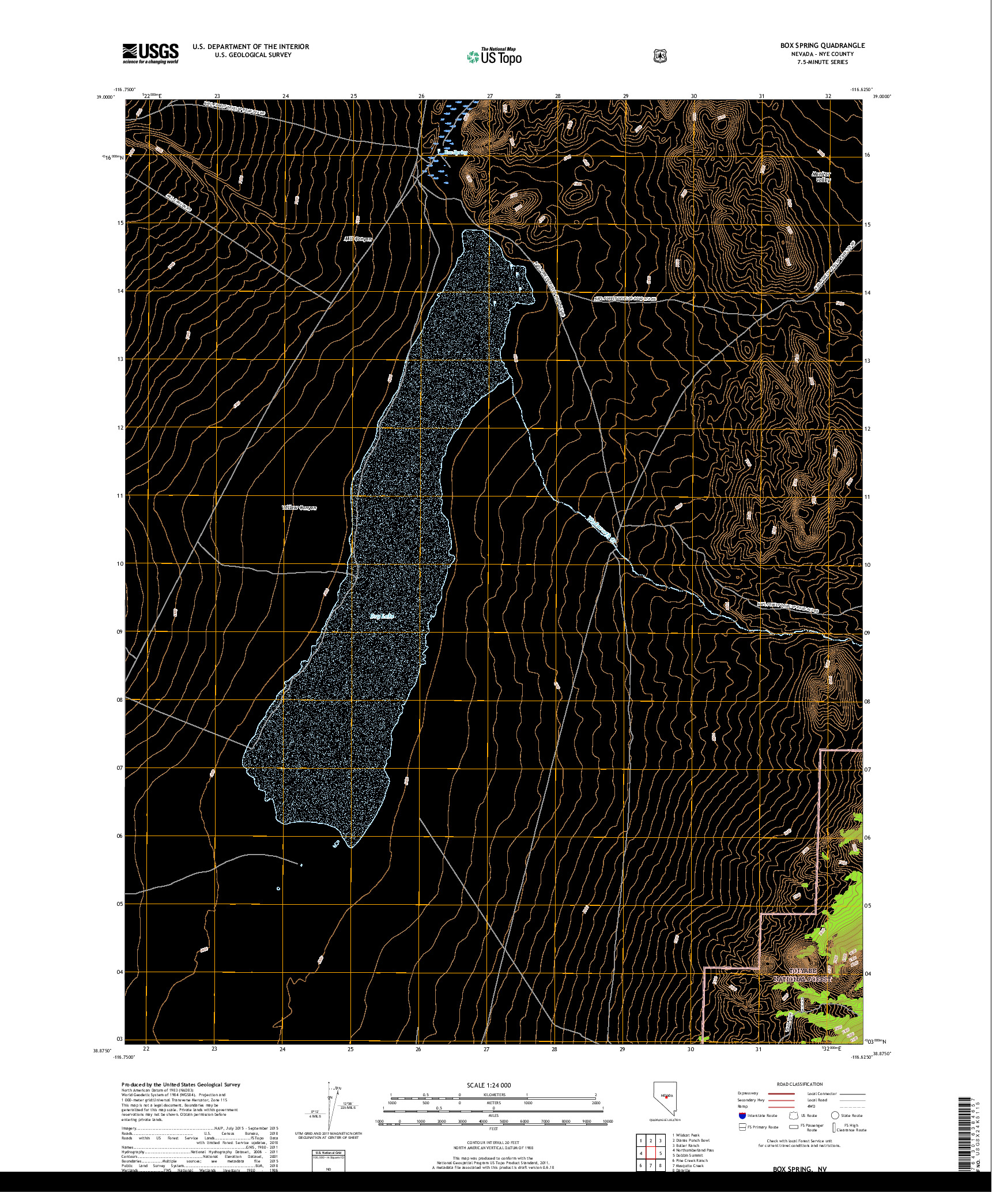 USGS US TOPO 7.5-MINUTE MAP FOR BOX SPRING, NV 2018