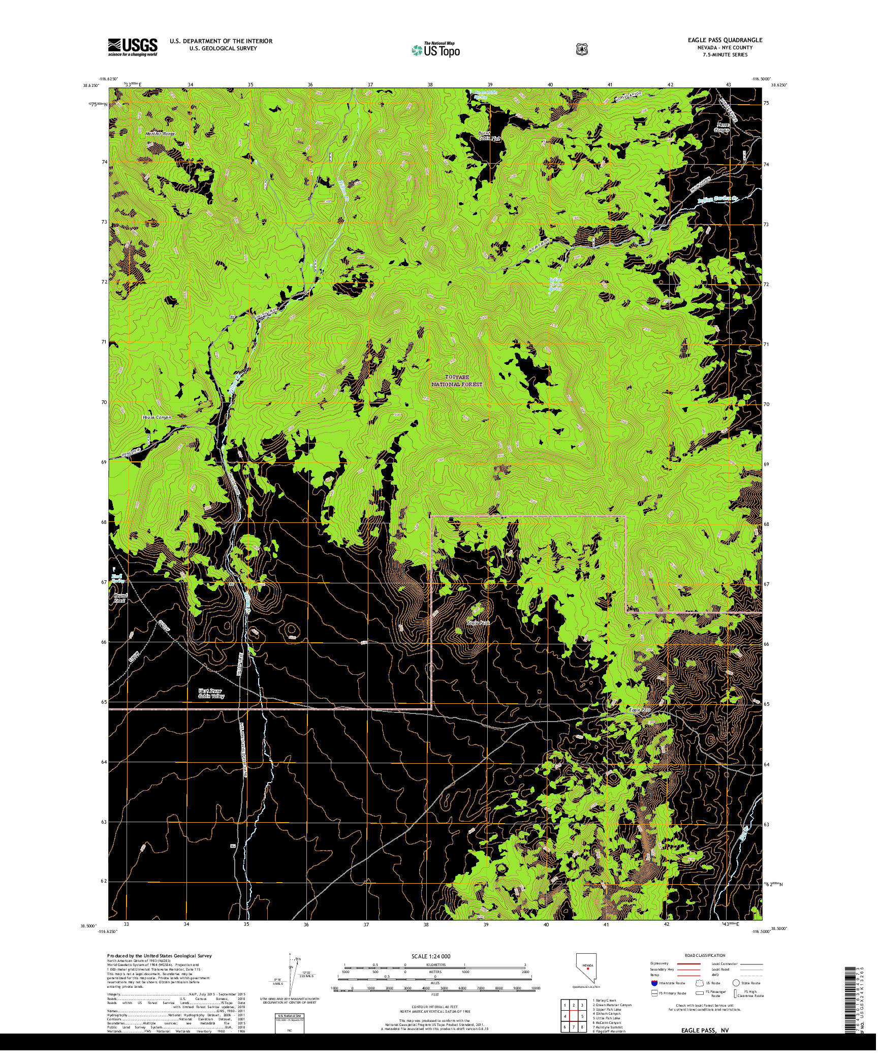 USGS US TOPO 7.5-MINUTE MAP FOR EAGLE PASS, NV 2018