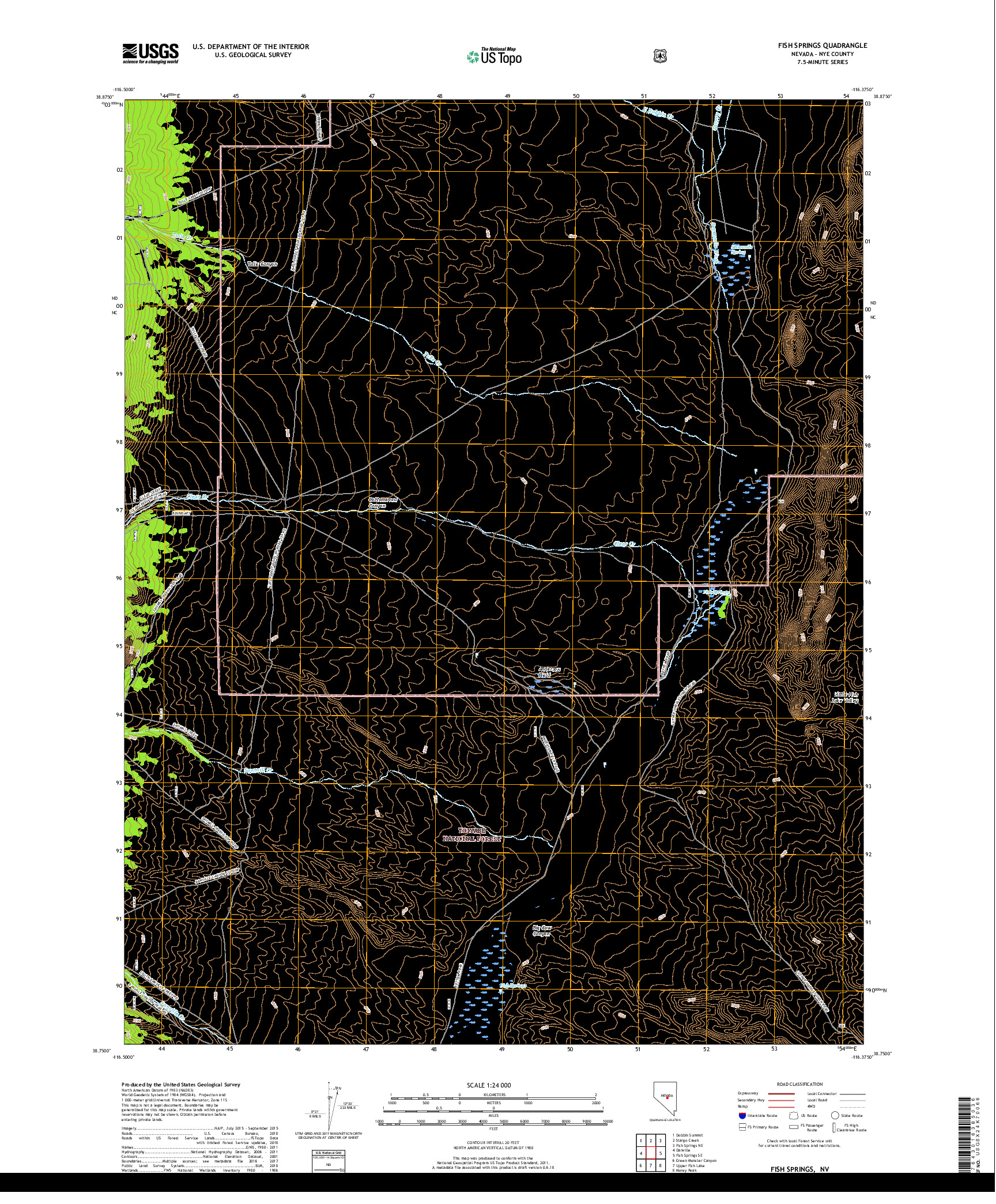 USGS US TOPO 7.5-MINUTE MAP FOR FISH SPRINGS, NV 2018