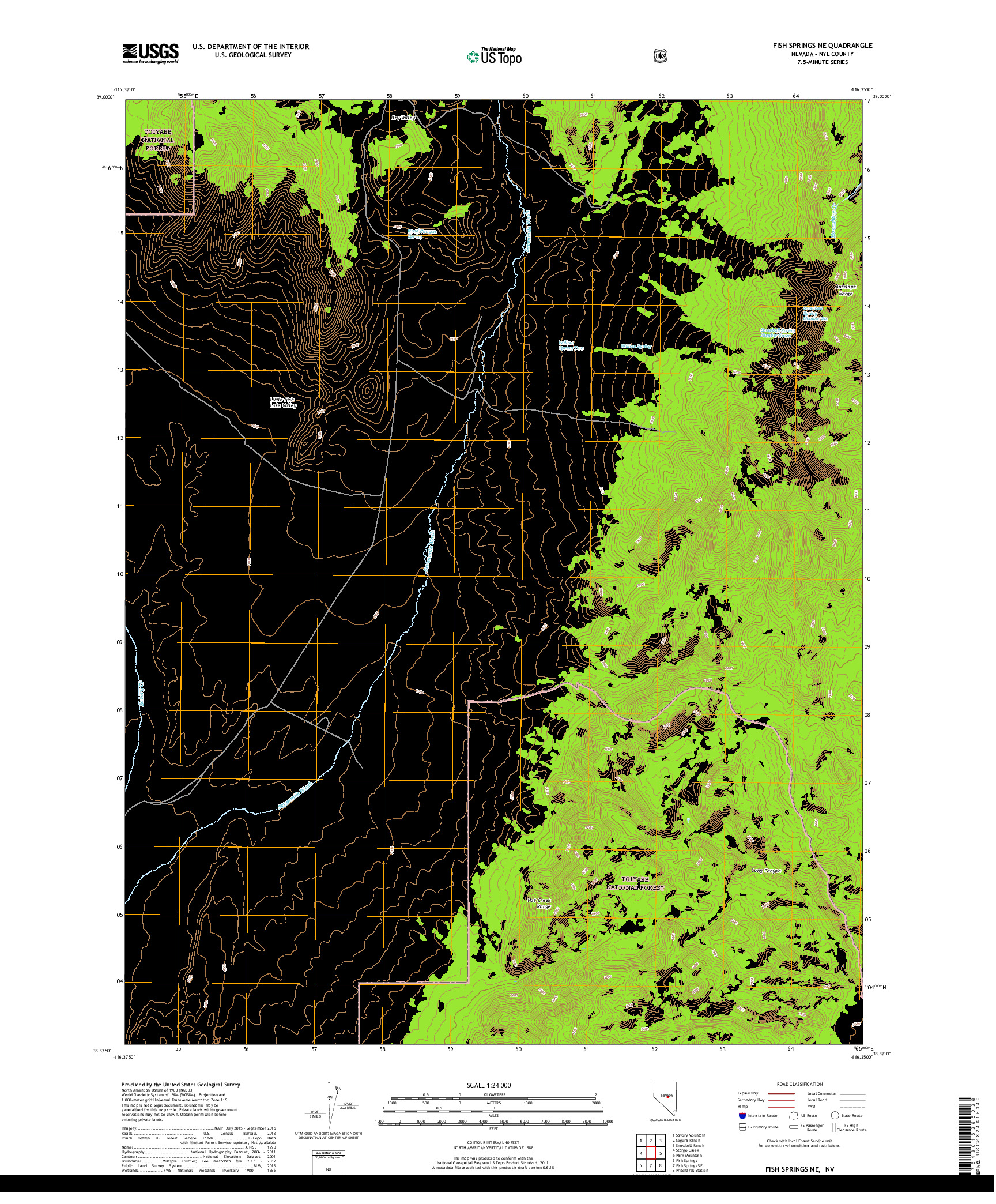 USGS US TOPO 7.5-MINUTE MAP FOR FISH SPRINGS NE, NV 2018