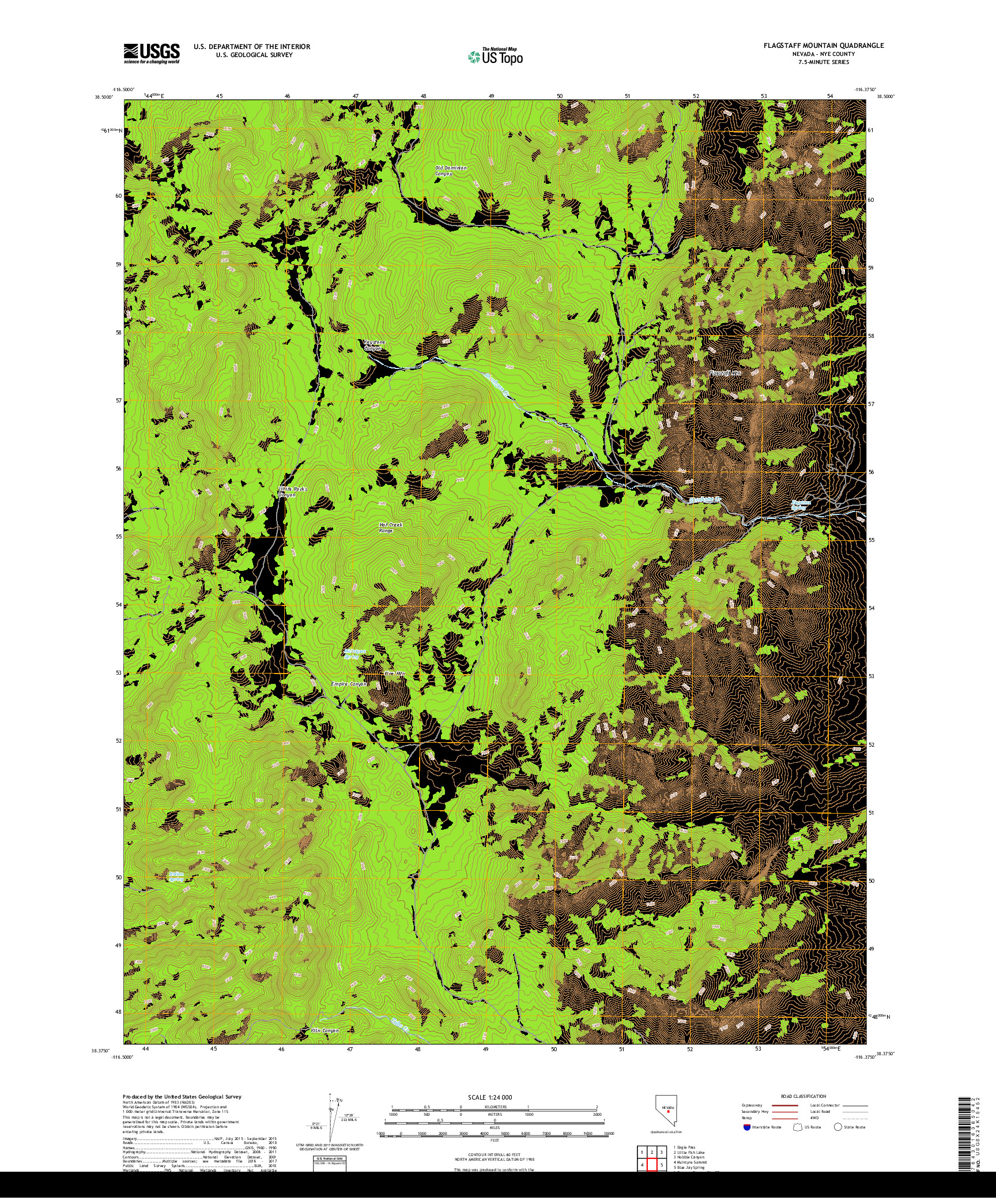 USGS US TOPO 7.5-MINUTE MAP FOR FLAGSTAFF MOUNTAIN, NV 2018