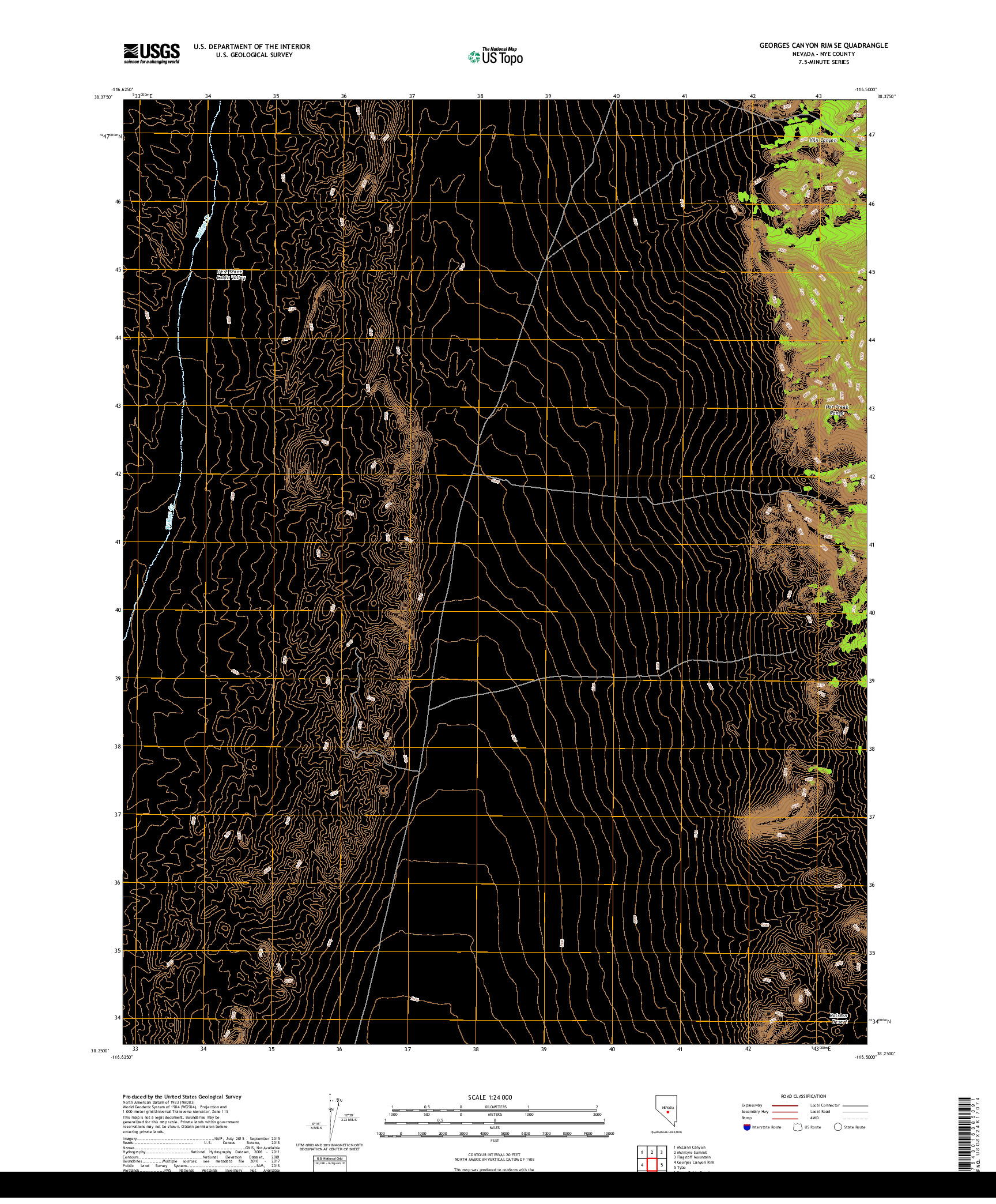 USGS US TOPO 7.5-MINUTE MAP FOR GEORGES CANYON RIM SE, NV 2018