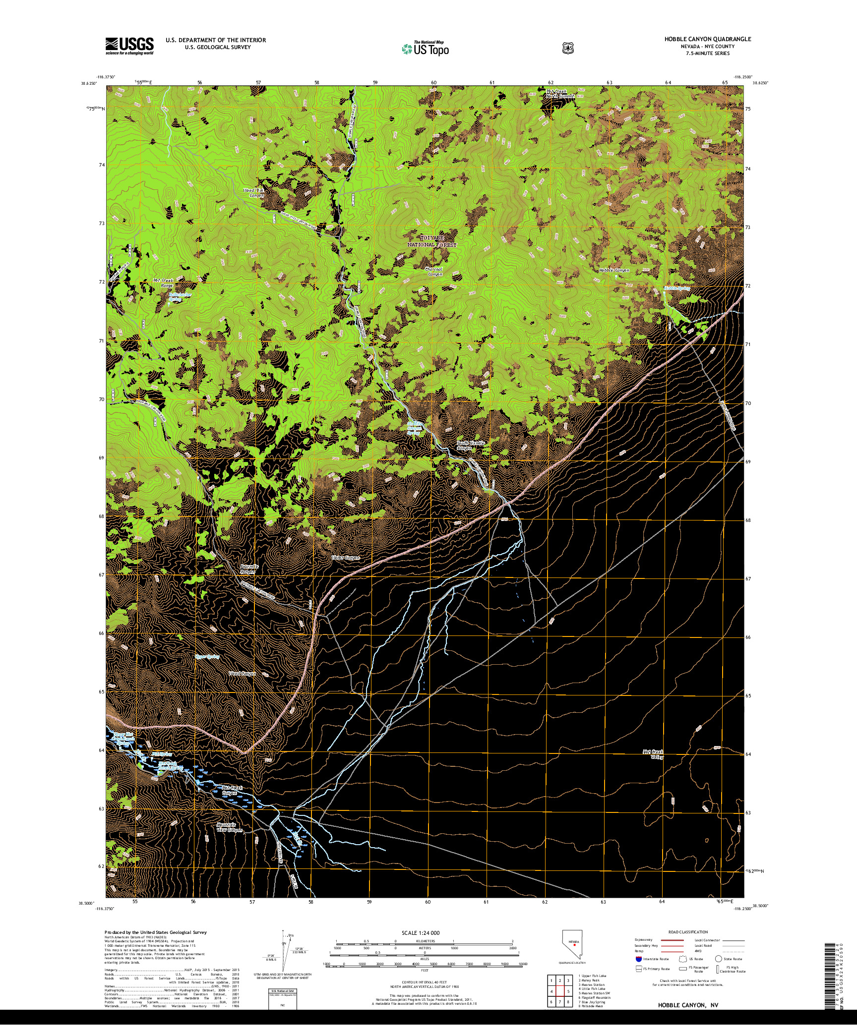 USGS US TOPO 7.5-MINUTE MAP FOR HOBBLE CANYON, NV 2018