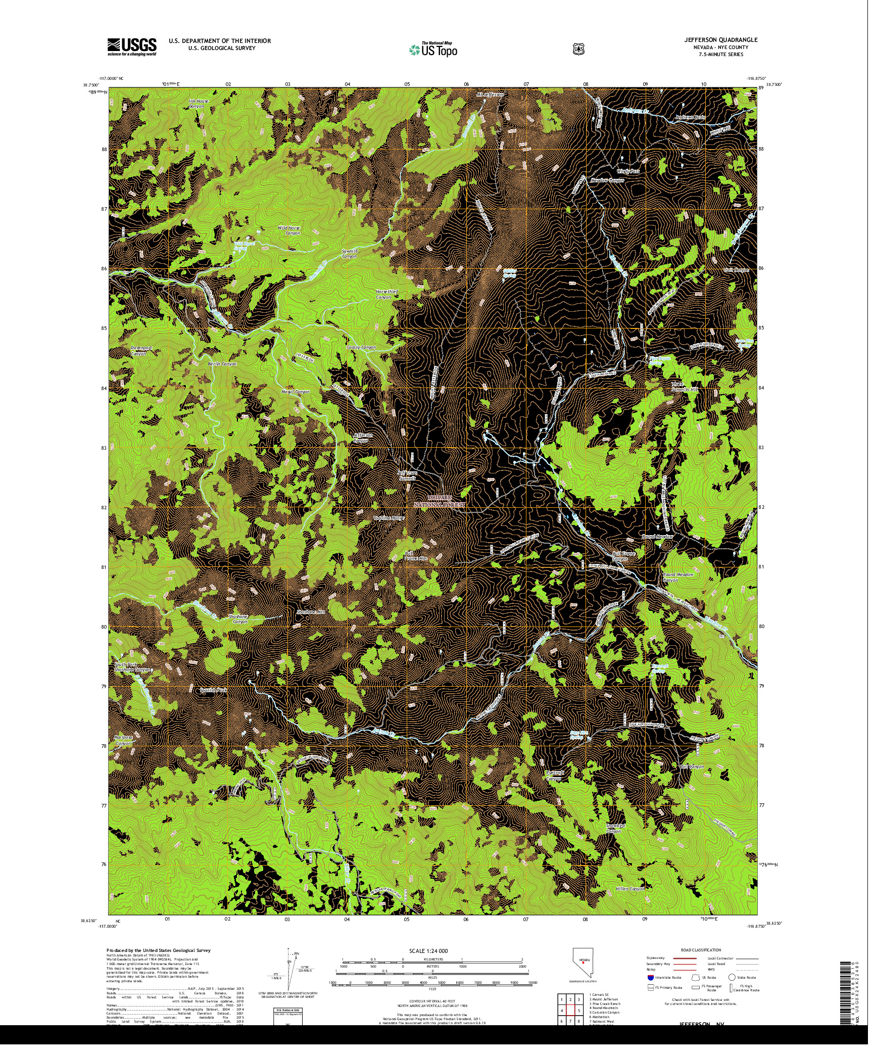 USGS US TOPO 7.5-MINUTE MAP FOR JEFFERSON, NV 2018