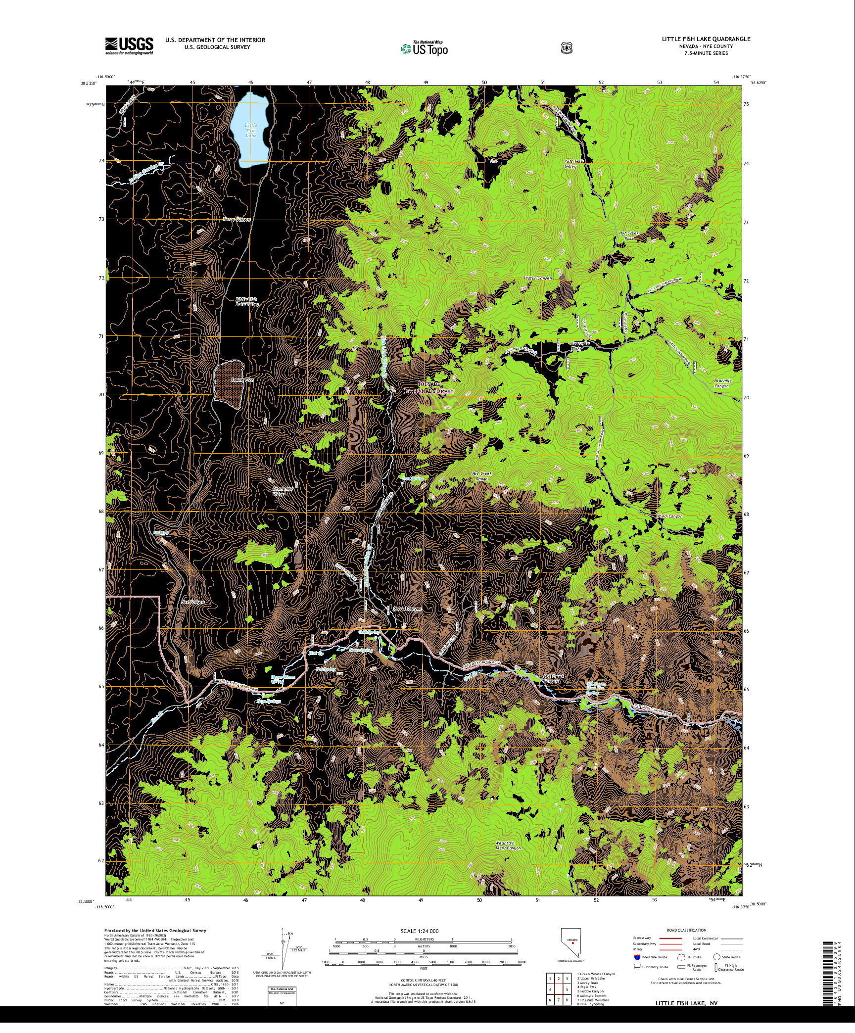 USGS US TOPO 7.5-MINUTE MAP FOR LITTLE FISH LAKE, NV 2018