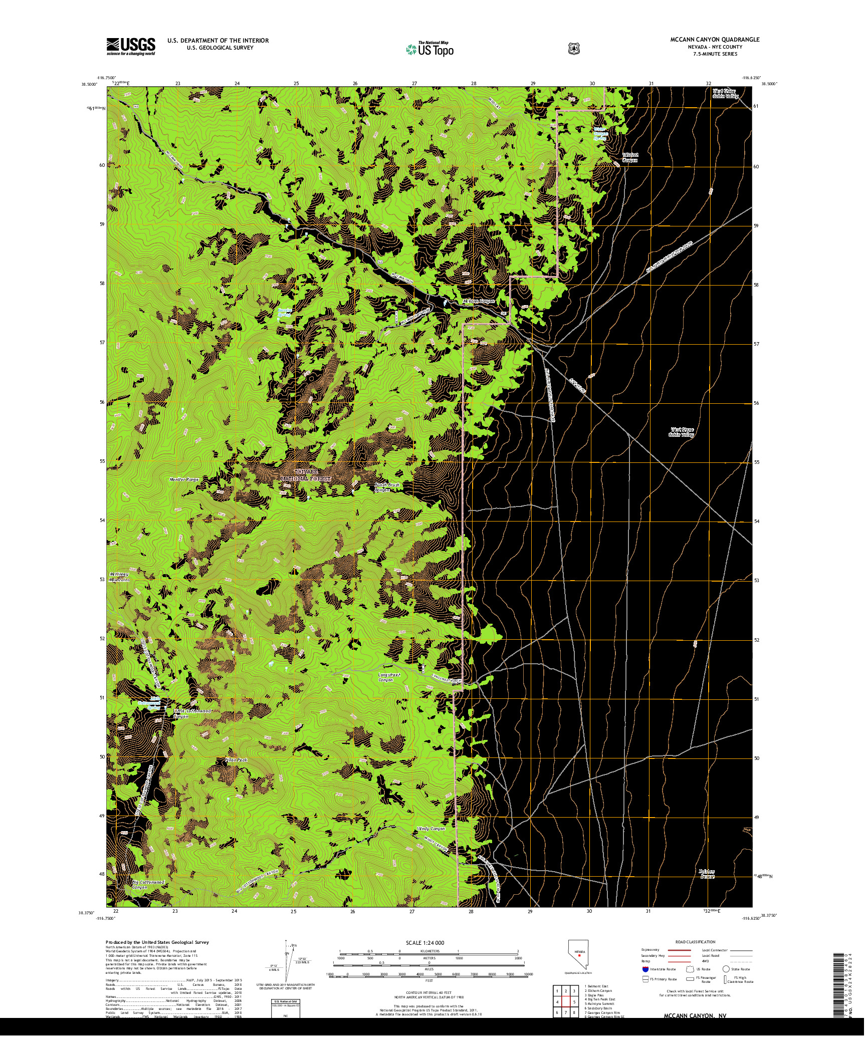 USGS US TOPO 7.5-MINUTE MAP FOR MCCANN CANYON, NV 2018