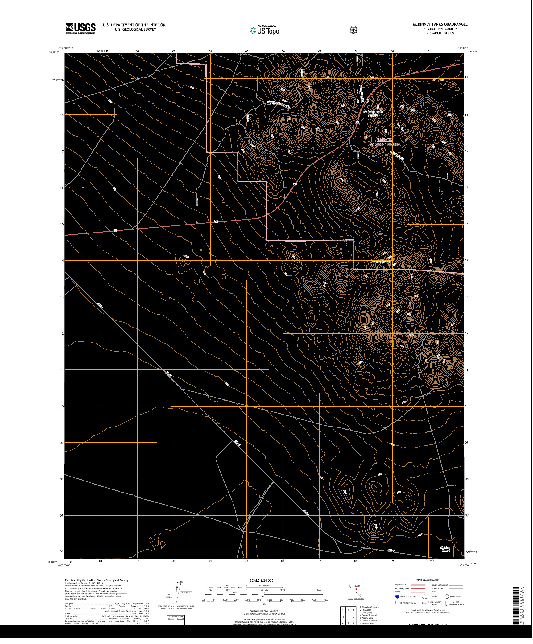 USGS US TOPO 7.5-MINUTE MAP FOR MCKINNEY TANKS, NV 2018