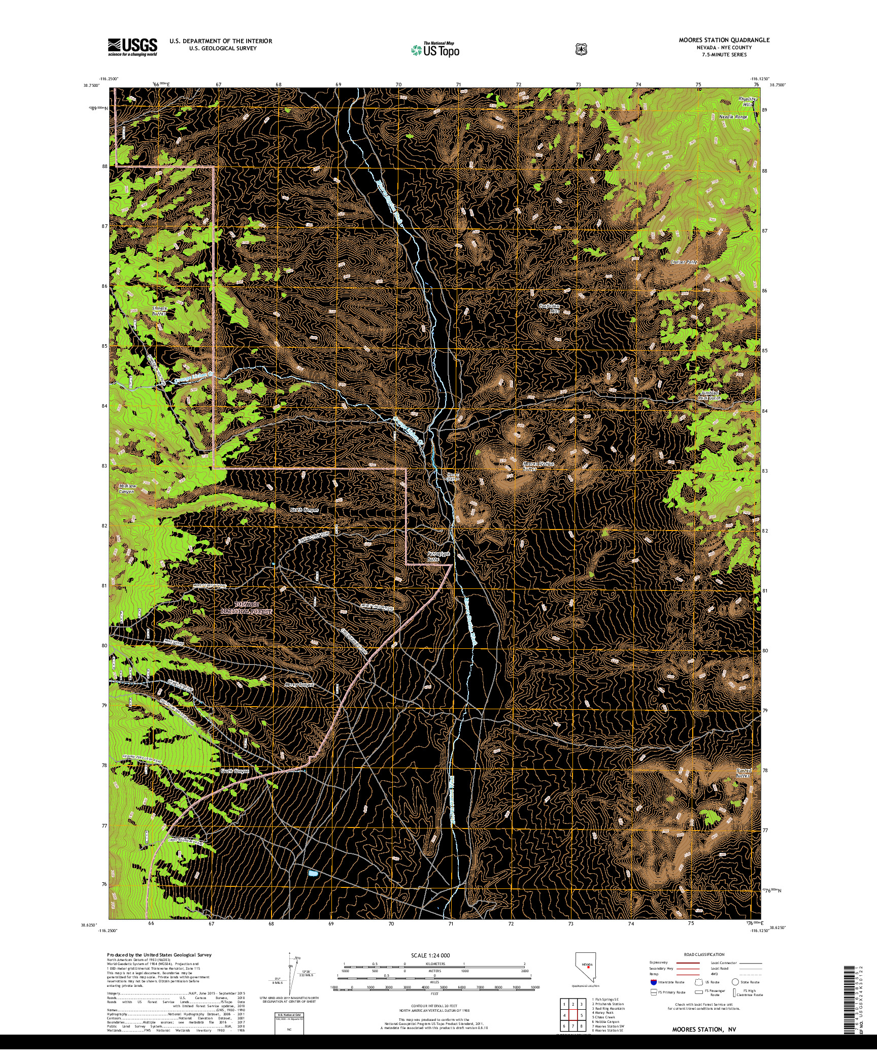 USGS US TOPO 7.5-MINUTE MAP FOR MOORES STATION, NV 2018