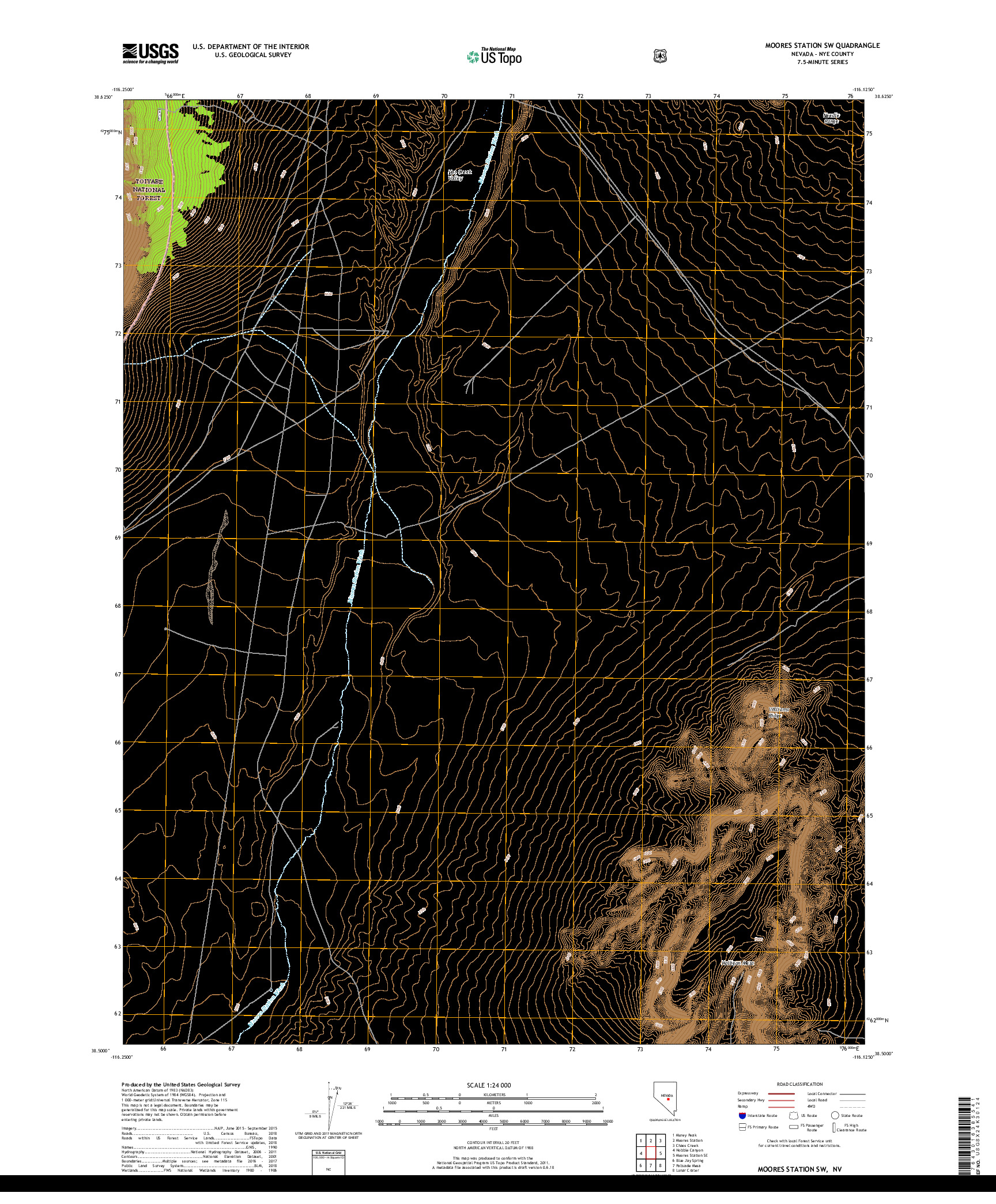 USGS US TOPO 7.5-MINUTE MAP FOR MOORES STATION SW, NV 2018