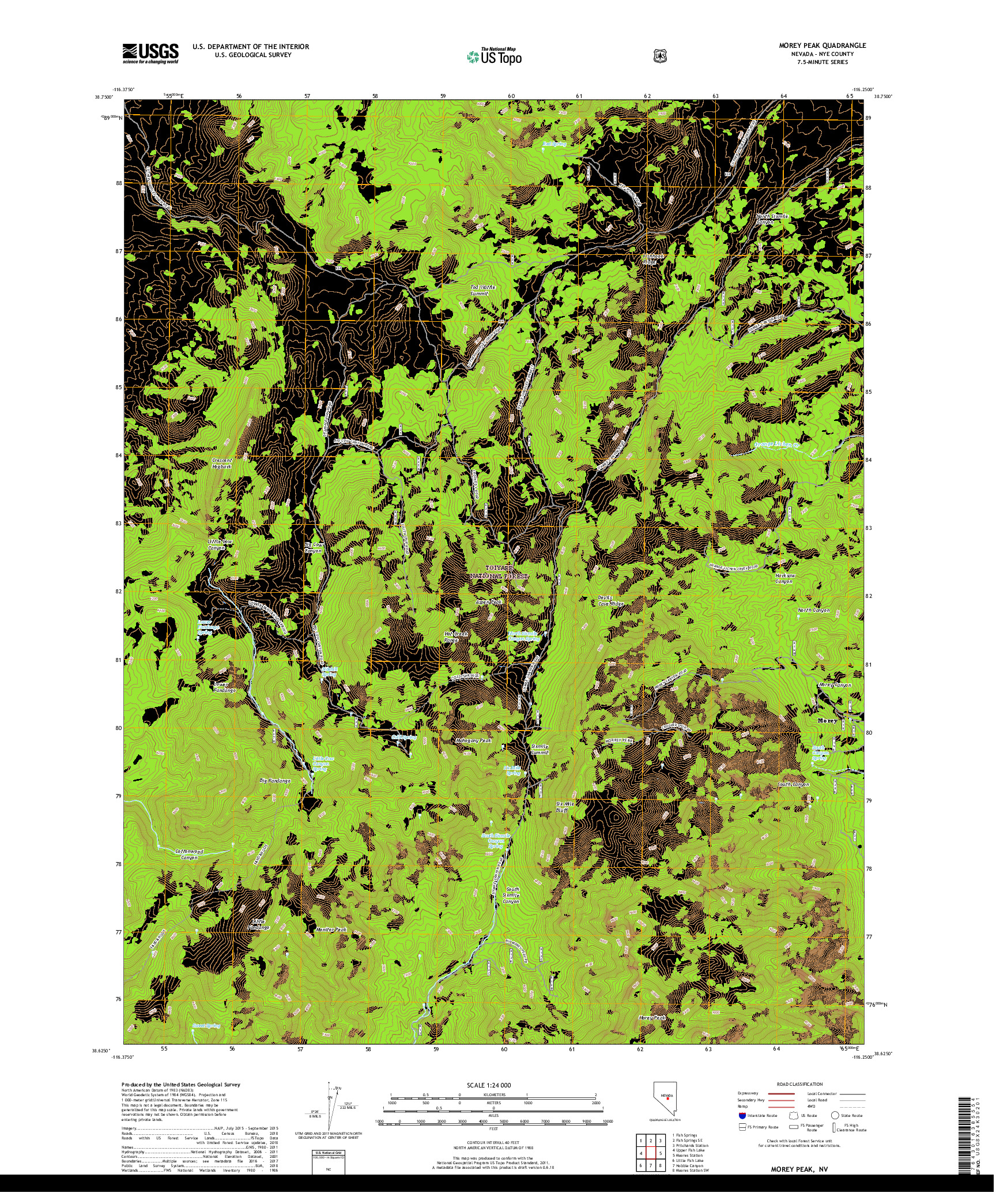 USGS US TOPO 7.5-MINUTE MAP FOR MOREY PEAK, NV 2018