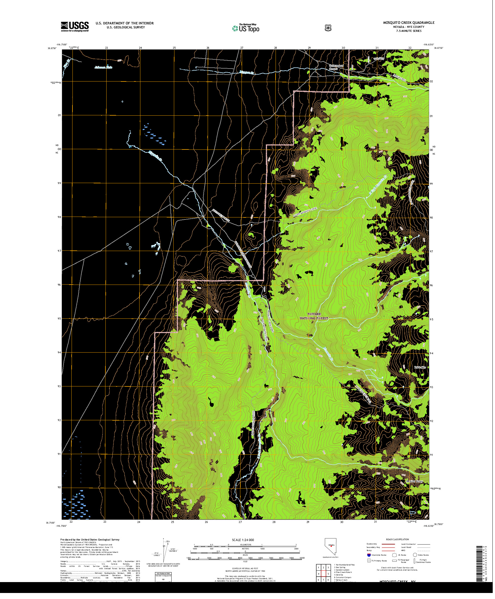 USGS US TOPO 7.5-MINUTE MAP FOR MOSQUITO CREEK, NV 2018