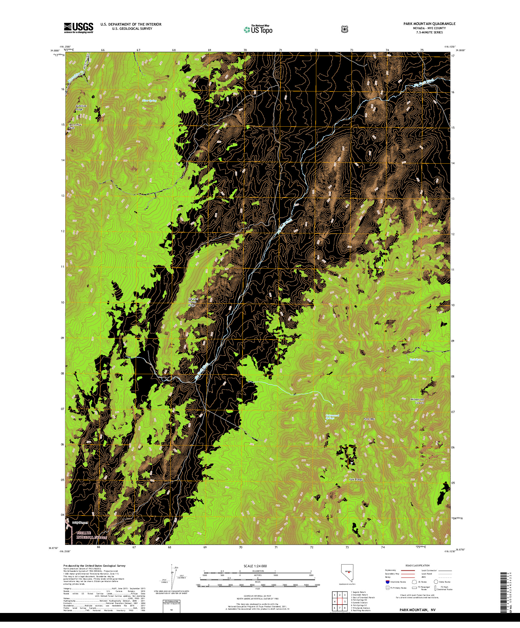 USGS US TOPO 7.5-MINUTE MAP FOR PARK MOUNTAIN, NV 2018