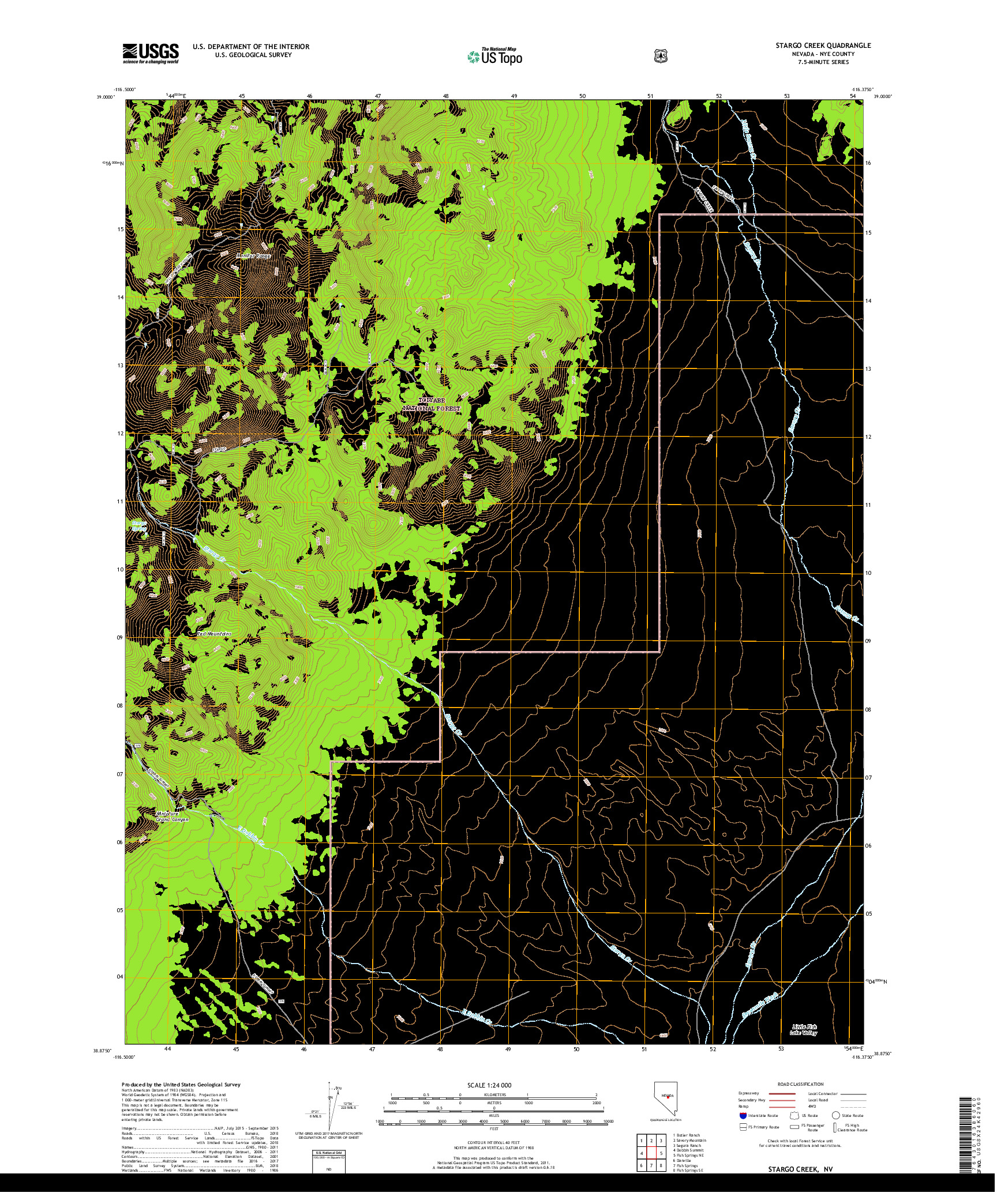 USGS US TOPO 7.5-MINUTE MAP FOR STARGO CREEK, NV 2018