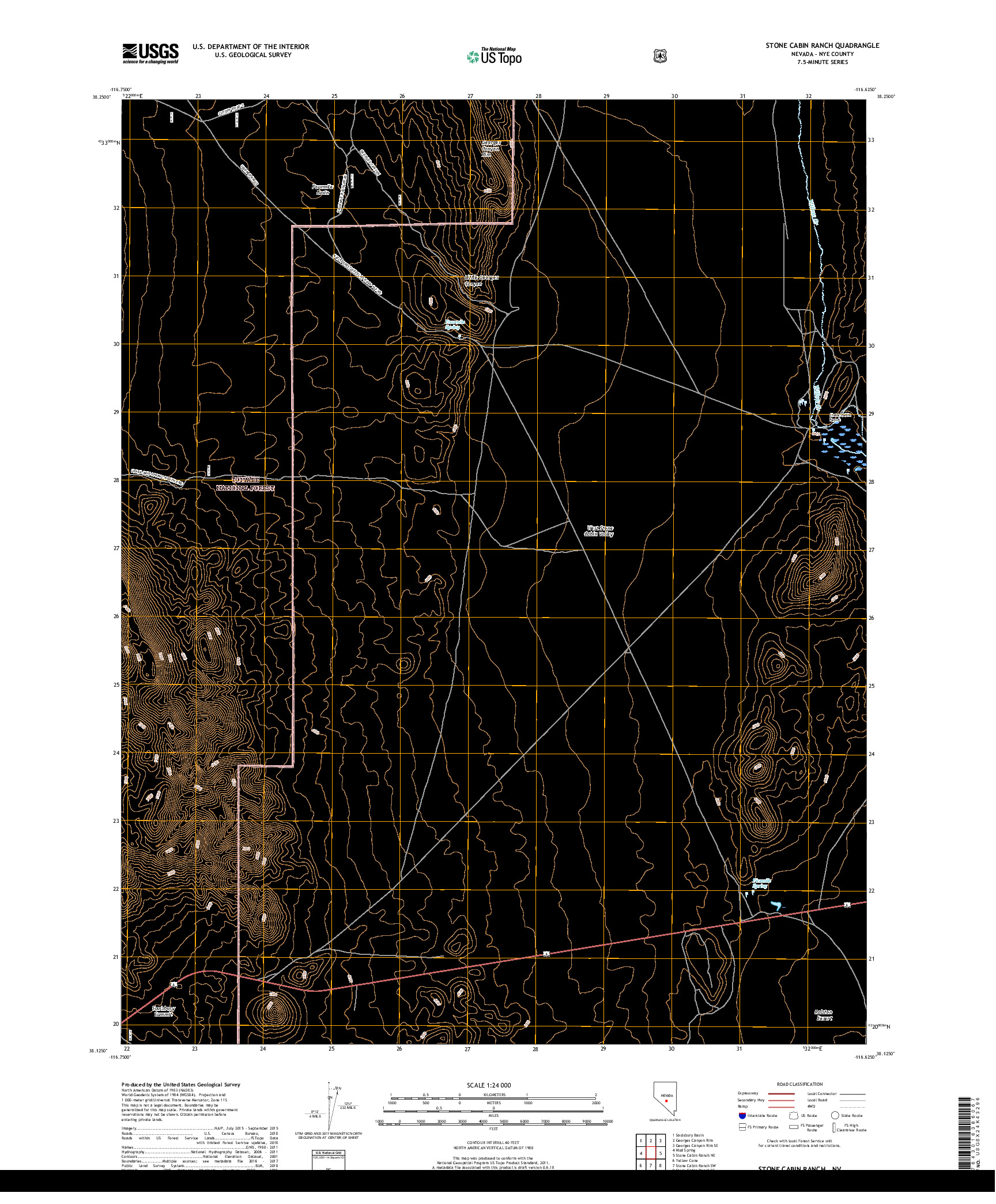 USGS US TOPO 7.5-MINUTE MAP FOR STONE CABIN RANCH, NV 2018