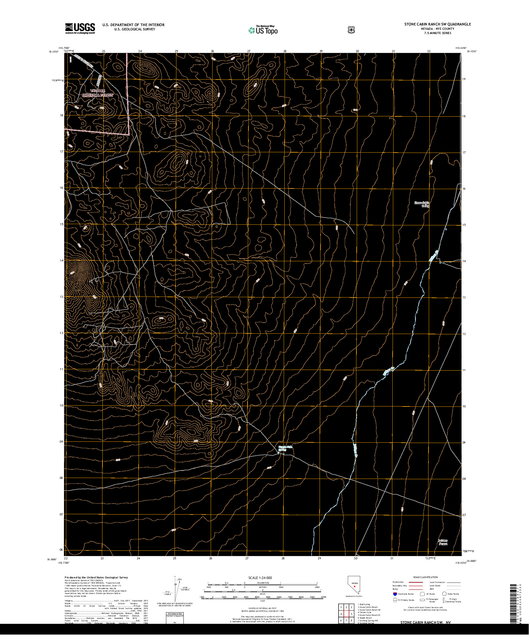 USGS US TOPO 7.5-MINUTE MAP FOR STONE CABIN RANCH SW, NV 2018