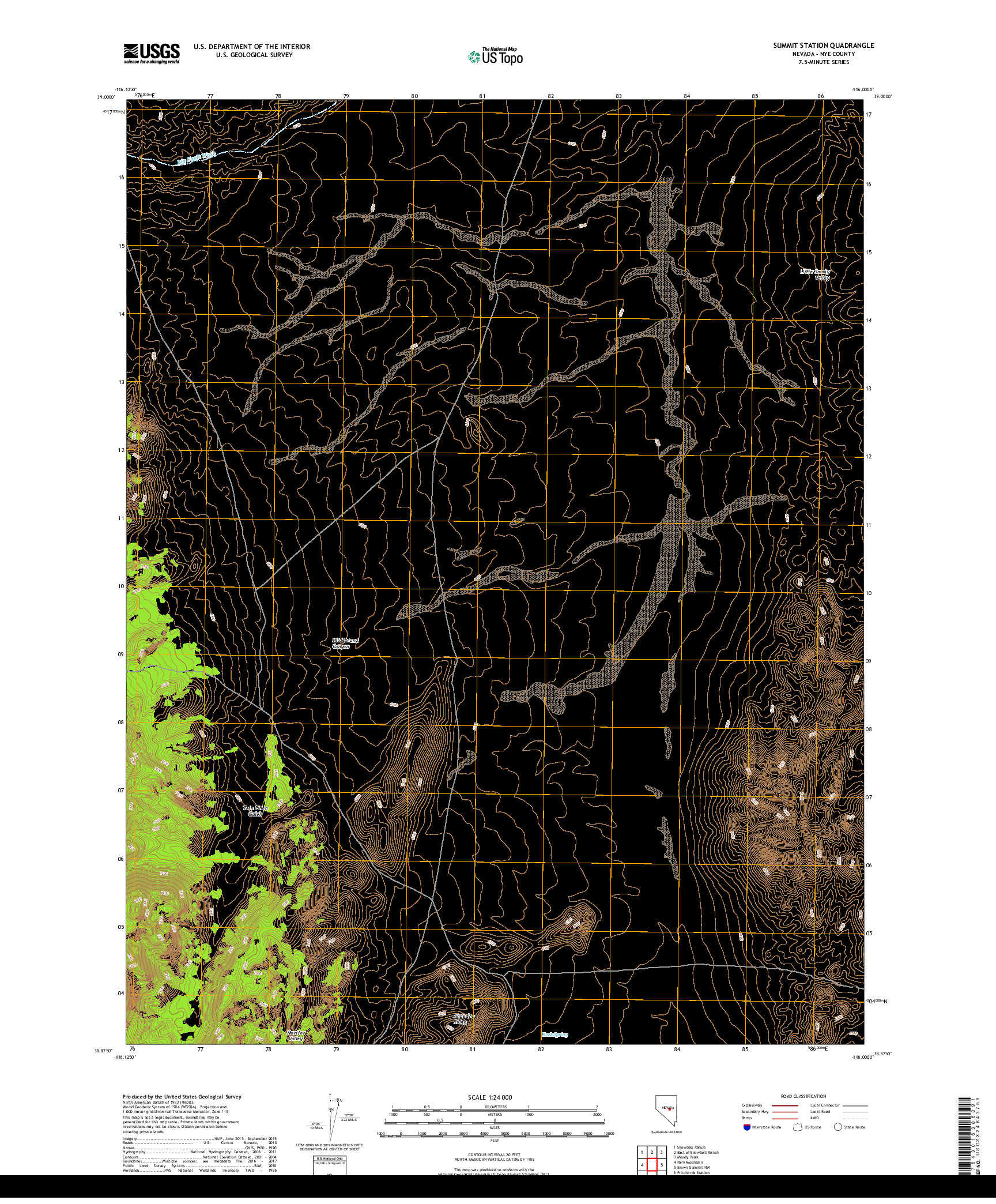 USGS US TOPO 7.5-MINUTE MAP FOR SUMMIT STATION, NV 2018