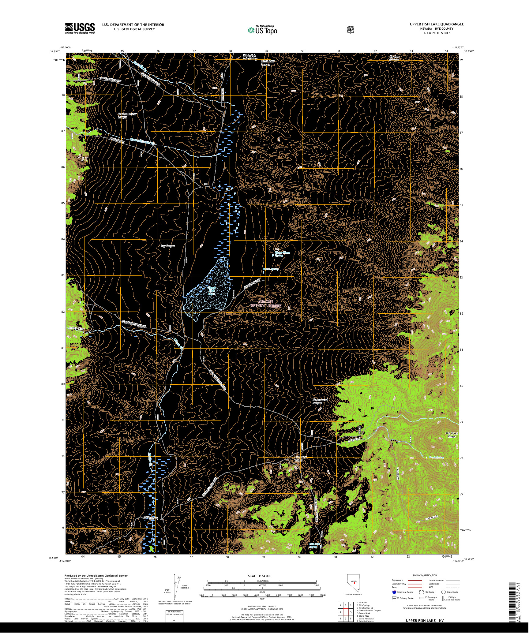 USGS US TOPO 7.5-MINUTE MAP FOR UPPER FISH LAKE, NV 2018