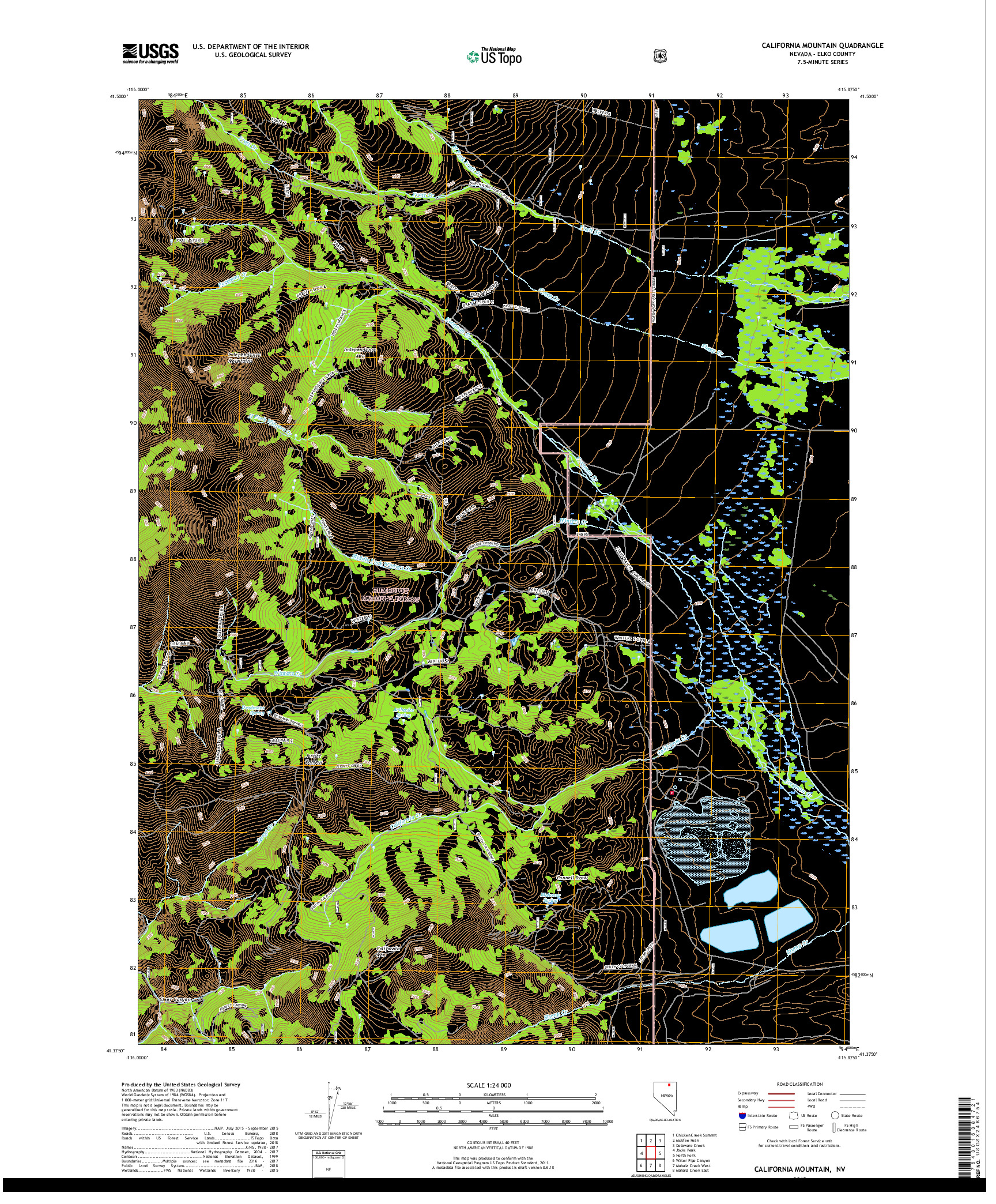 USGS US TOPO 7.5-MINUTE MAP FOR CALIFORNIA MOUNTAIN, NV 2018