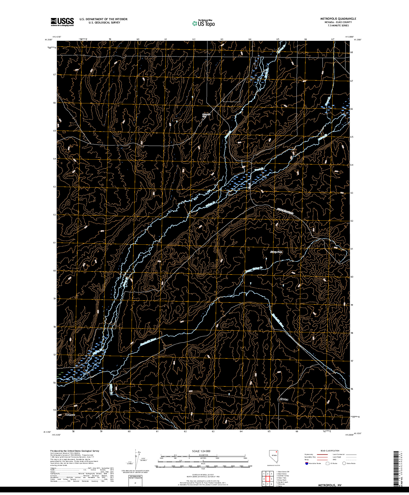 USGS US TOPO 7.5-MINUTE MAP FOR METROPOLIS, NV 2018