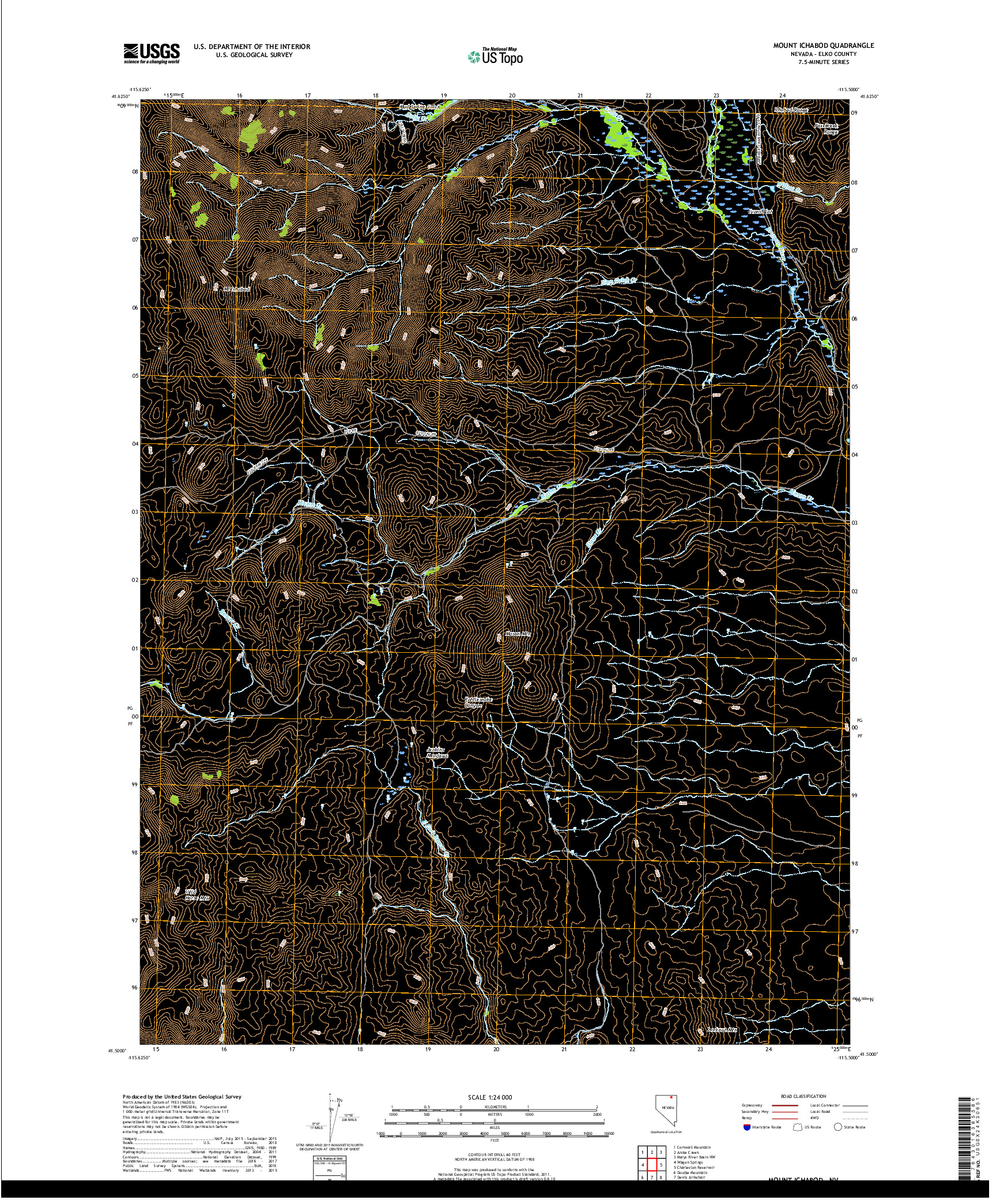 USGS US TOPO 7.5-MINUTE MAP FOR MOUNT ICHABOD, NV 2018