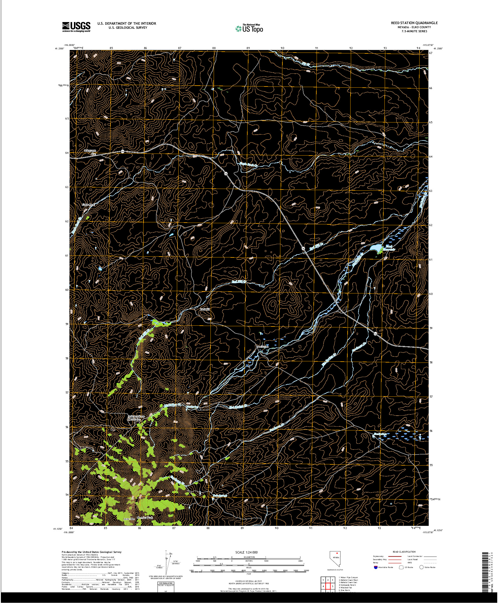 USGS US TOPO 7.5-MINUTE MAP FOR REED STATION, NV 2018