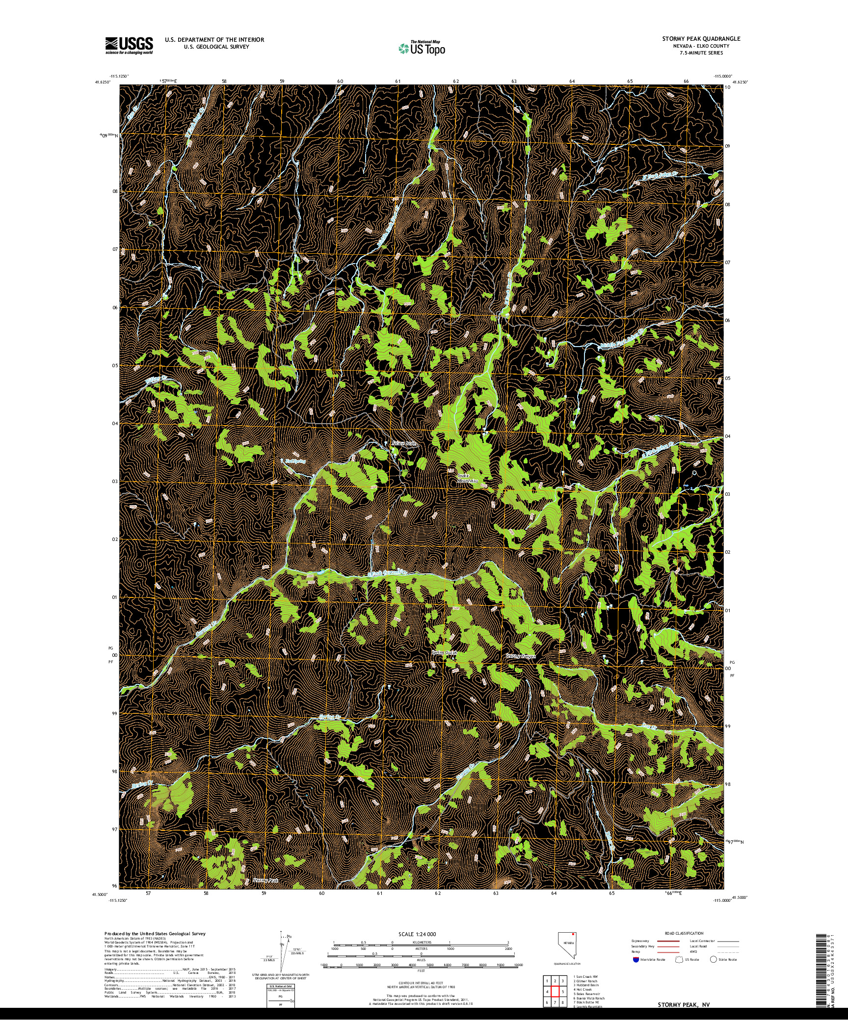 USGS US TOPO 7.5-MINUTE MAP FOR STORMY PEAK, NV 2018