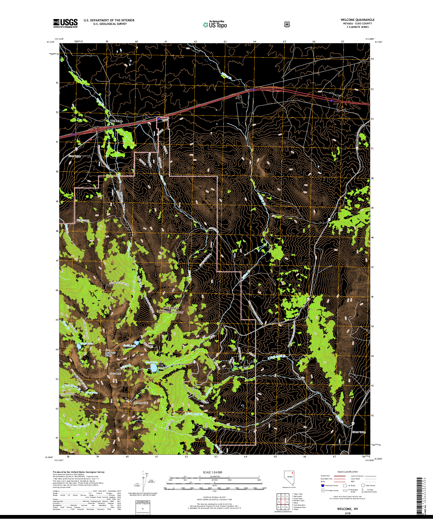 USGS US TOPO 7.5-MINUTE MAP FOR WELCOME, NV 2018