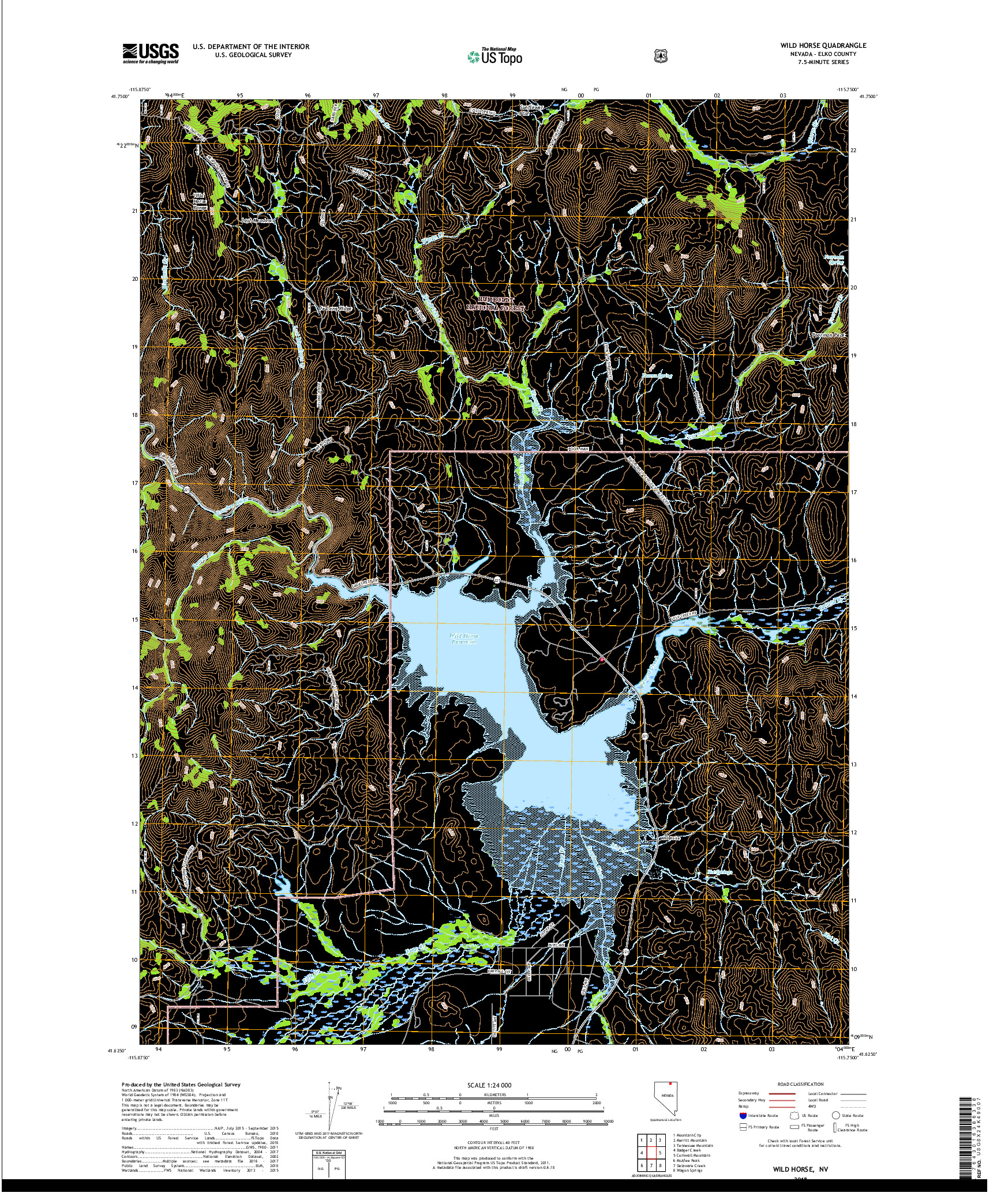 USGS US TOPO 7.5-MINUTE MAP FOR WILD HORSE, NV 2018