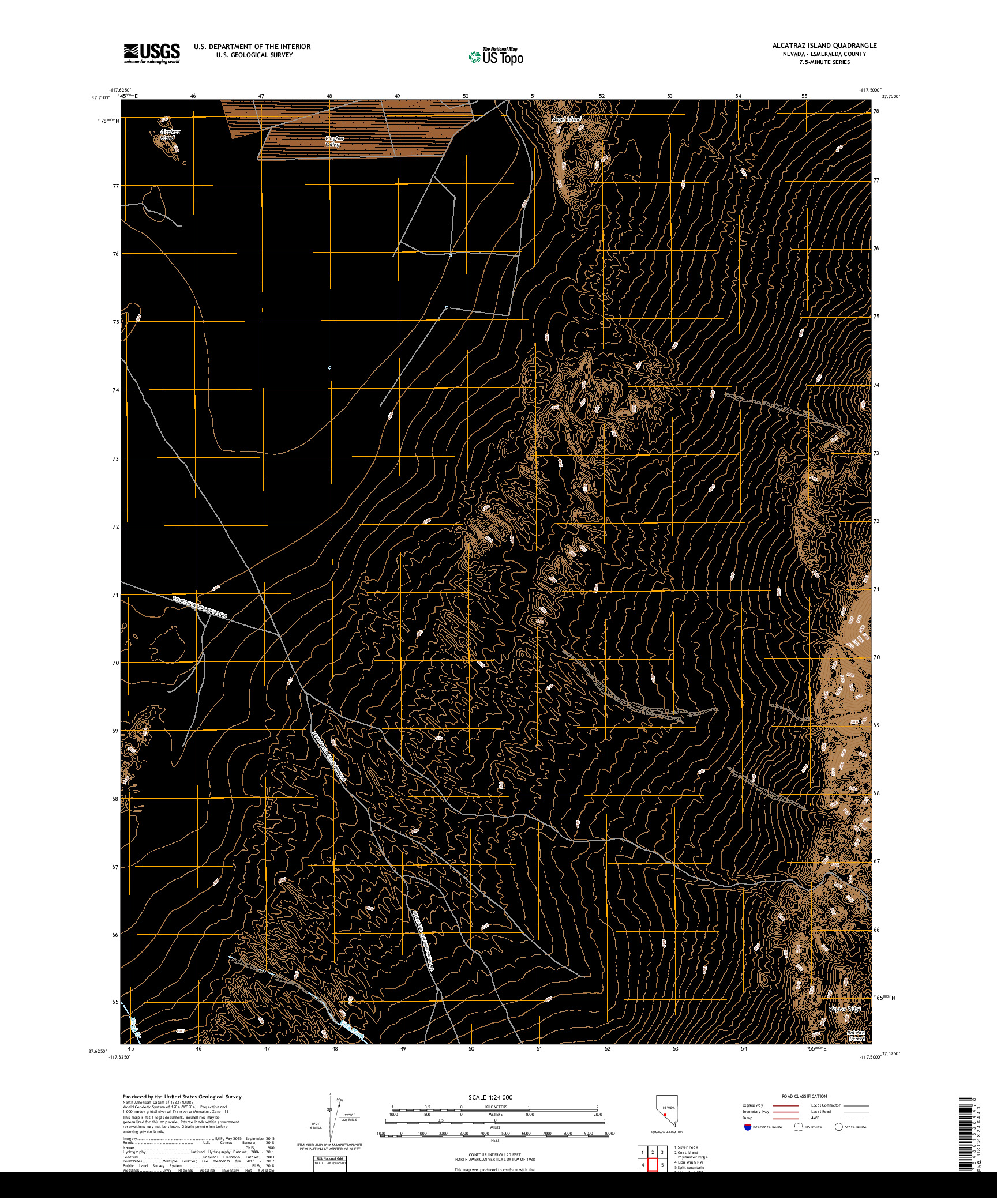 USGS US TOPO 7.5-MINUTE MAP FOR ALCATRAZ ISLAND, NV 2018