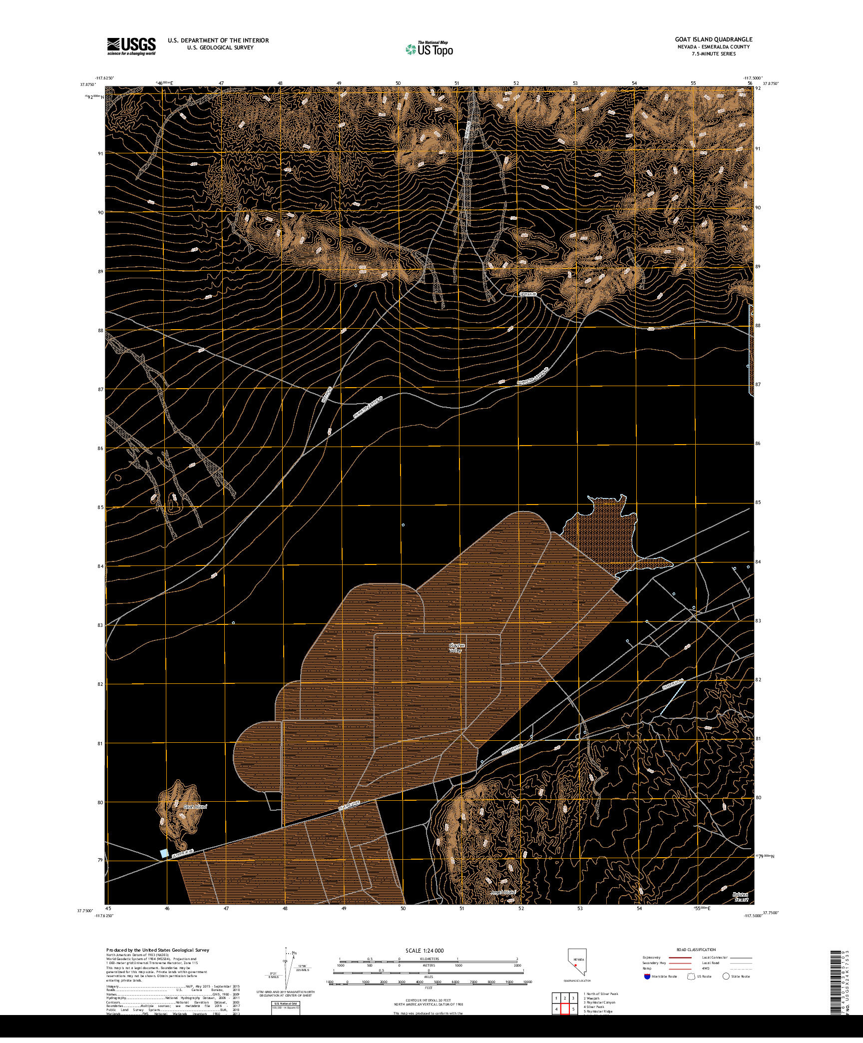 USGS US TOPO 7.5-MINUTE MAP FOR GOAT ISLAND, NV 2018