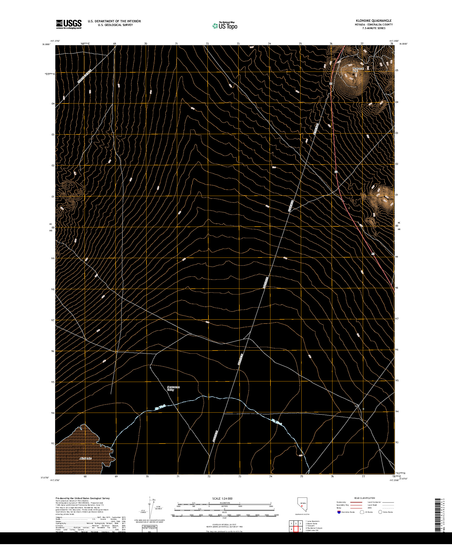 USGS US TOPO 7.5-MINUTE MAP FOR KLONDIKE, NV 2018