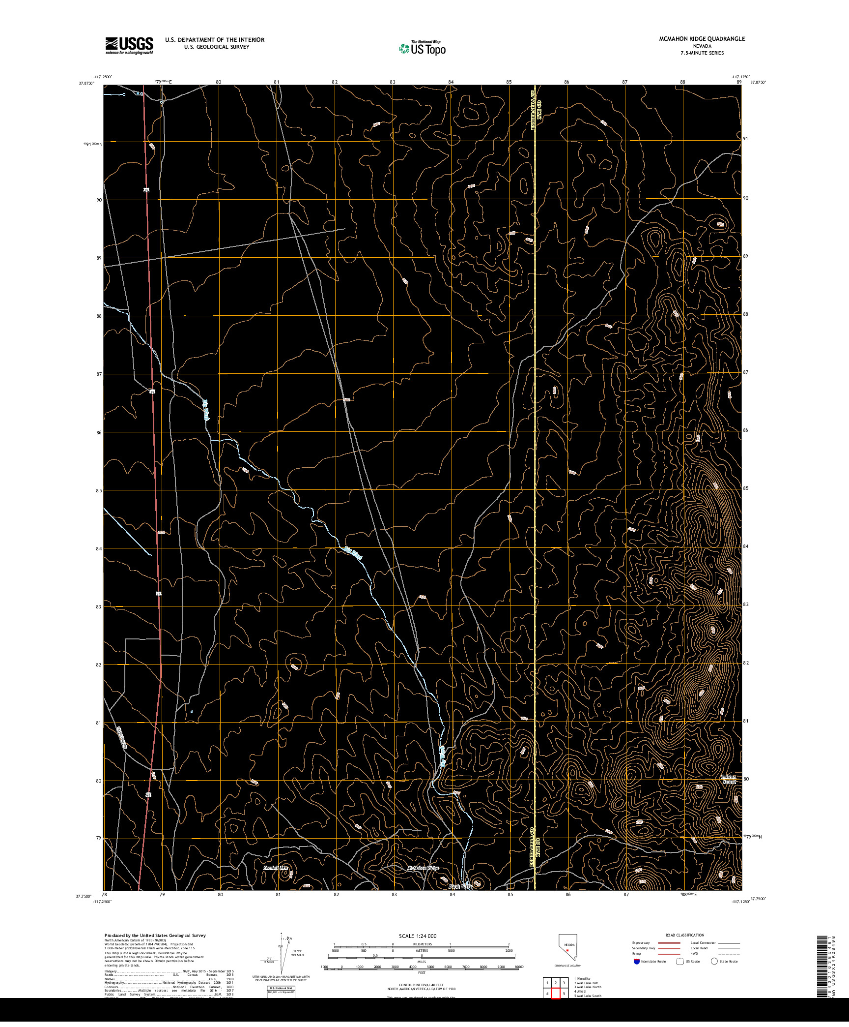 USGS US TOPO 7.5-MINUTE MAP FOR MCMAHON RIDGE, NV 2018