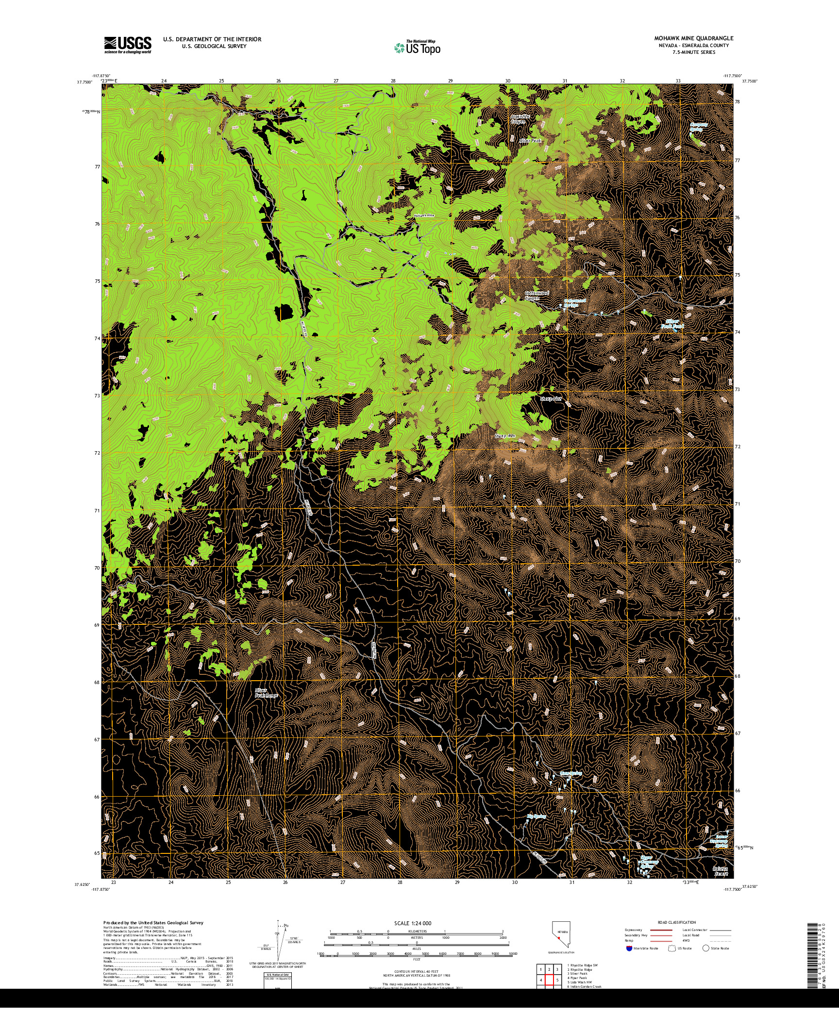 USGS US TOPO 7.5-MINUTE MAP FOR MOHAWK MINE, NV 2018