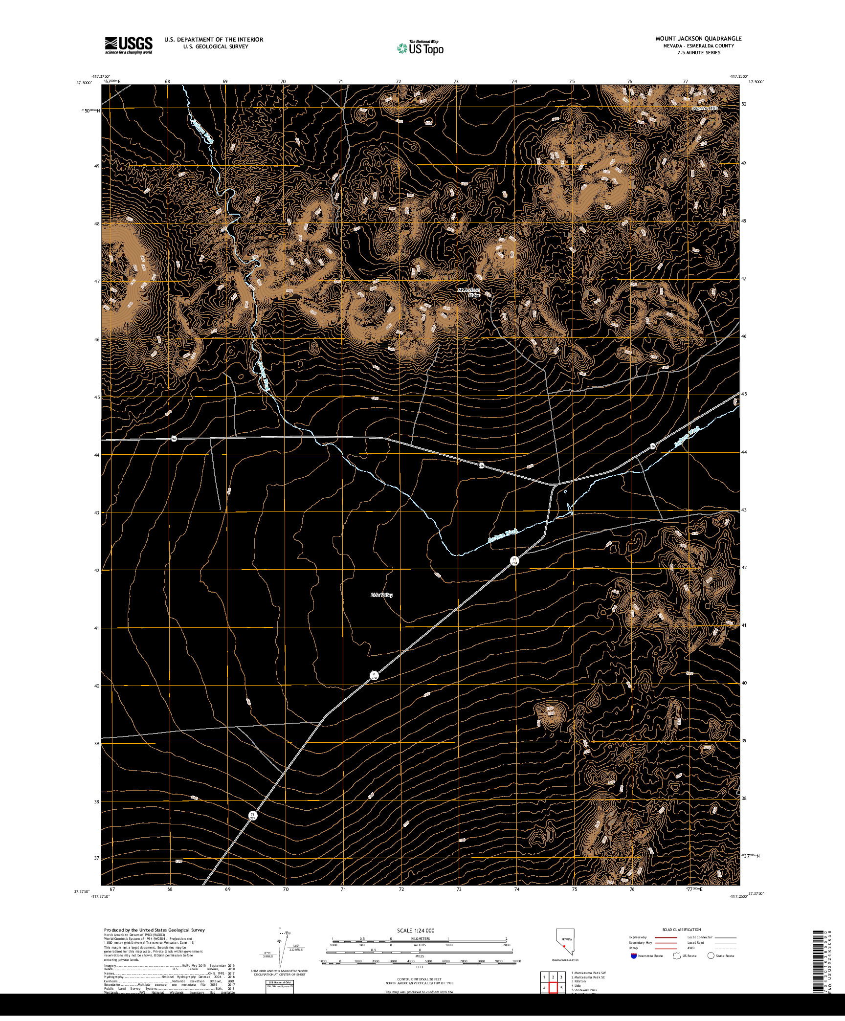 USGS US TOPO 7.5-MINUTE MAP FOR MOUNT JACKSON, NV 2018