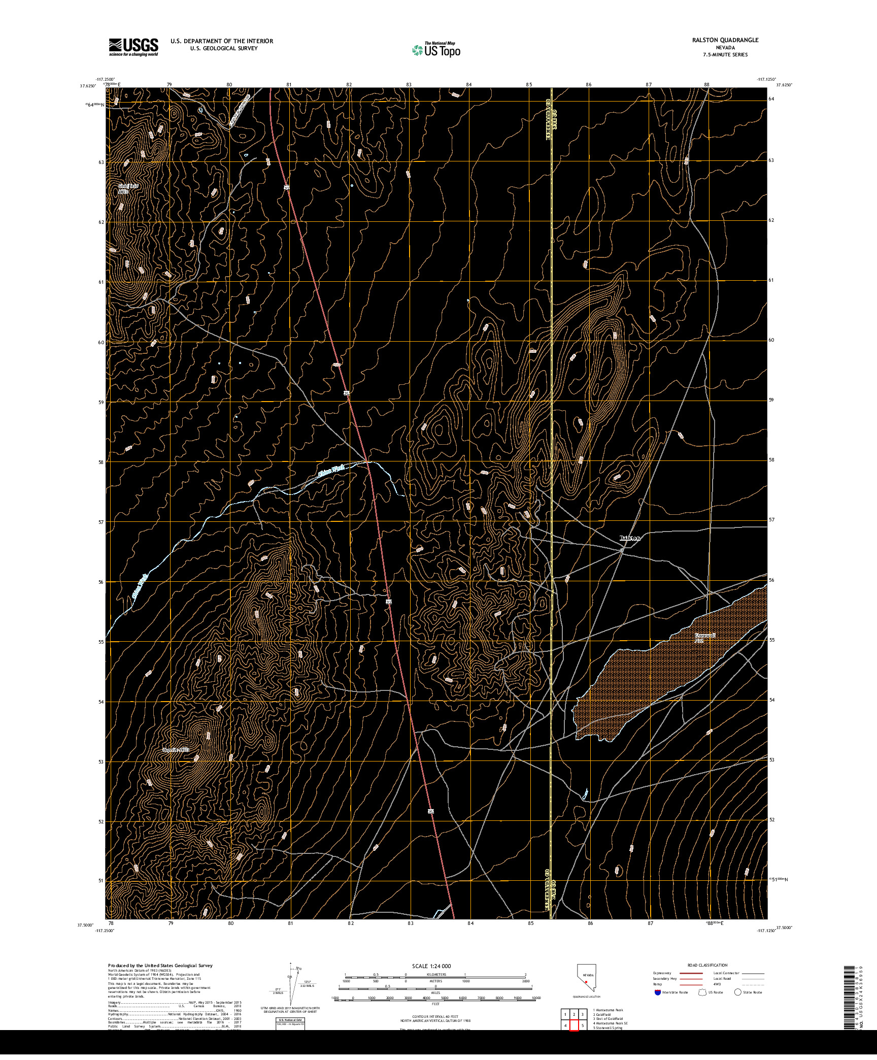 USGS US TOPO 7.5-MINUTE MAP FOR RALSTON, NV 2018