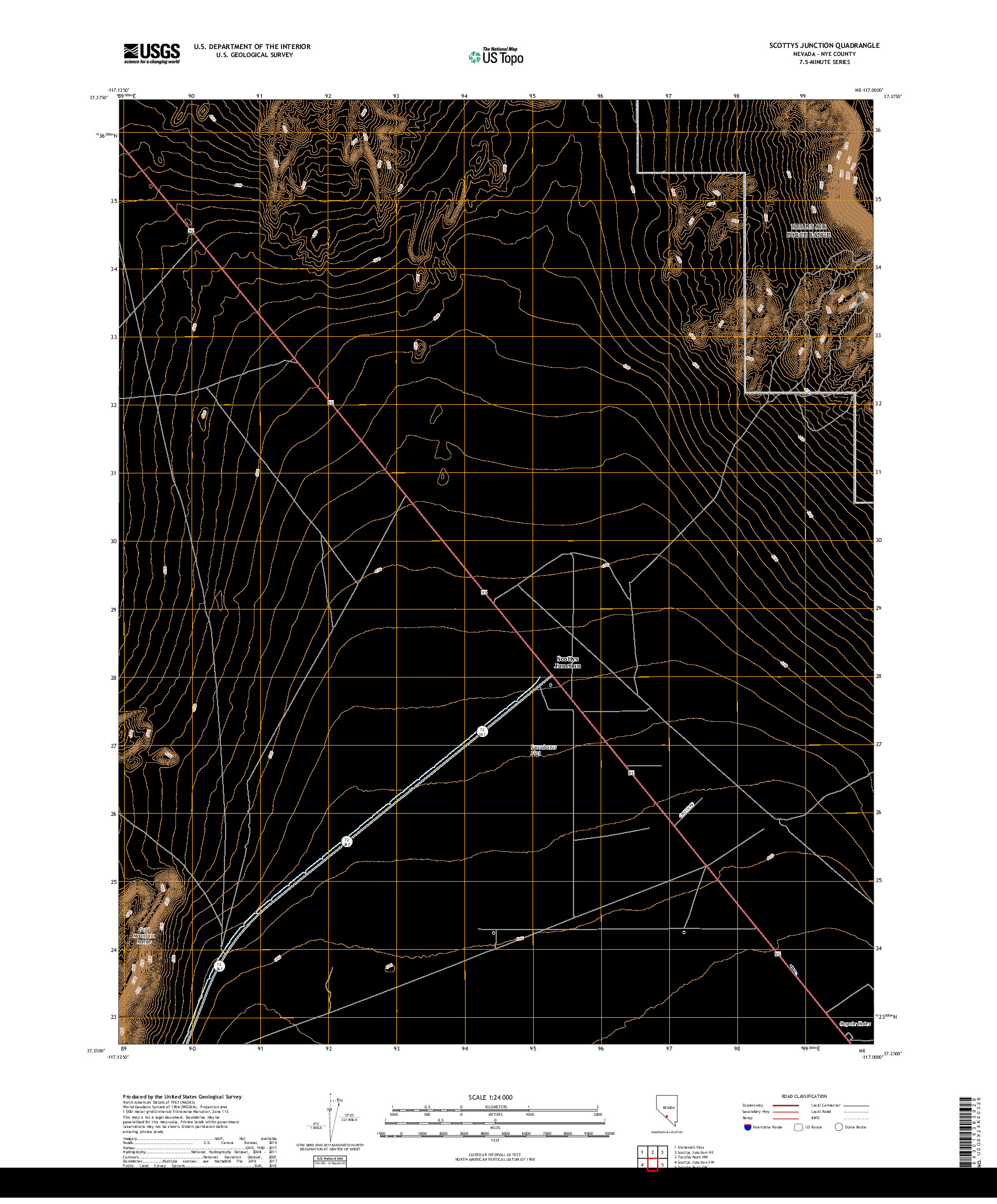 USGS US TOPO 7.5-MINUTE MAP FOR SCOTTYS JUNCTION, NV 2018