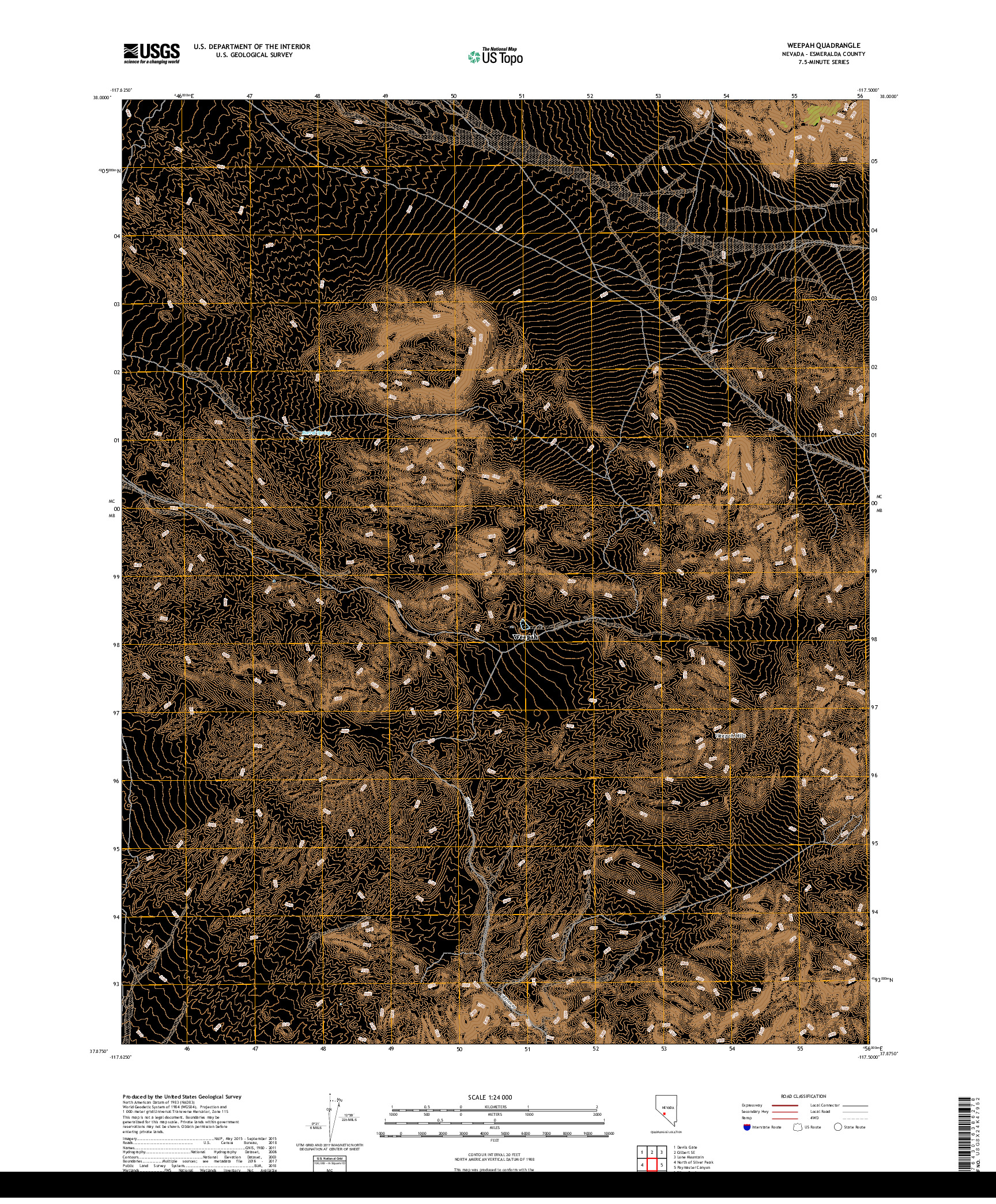 USGS US TOPO 7.5-MINUTE MAP FOR WEEPAH, NV 2018