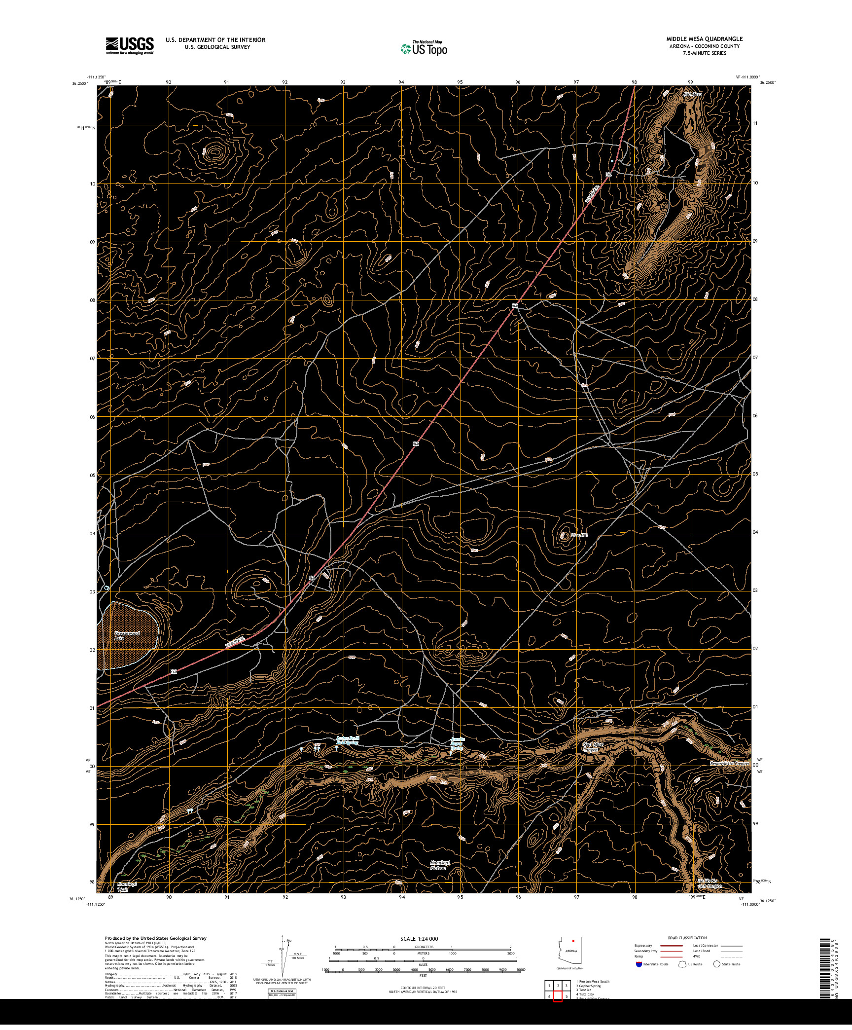 USGS US TOPO 7.5-MINUTE MAP FOR MIDDLE MESA, AZ 2018