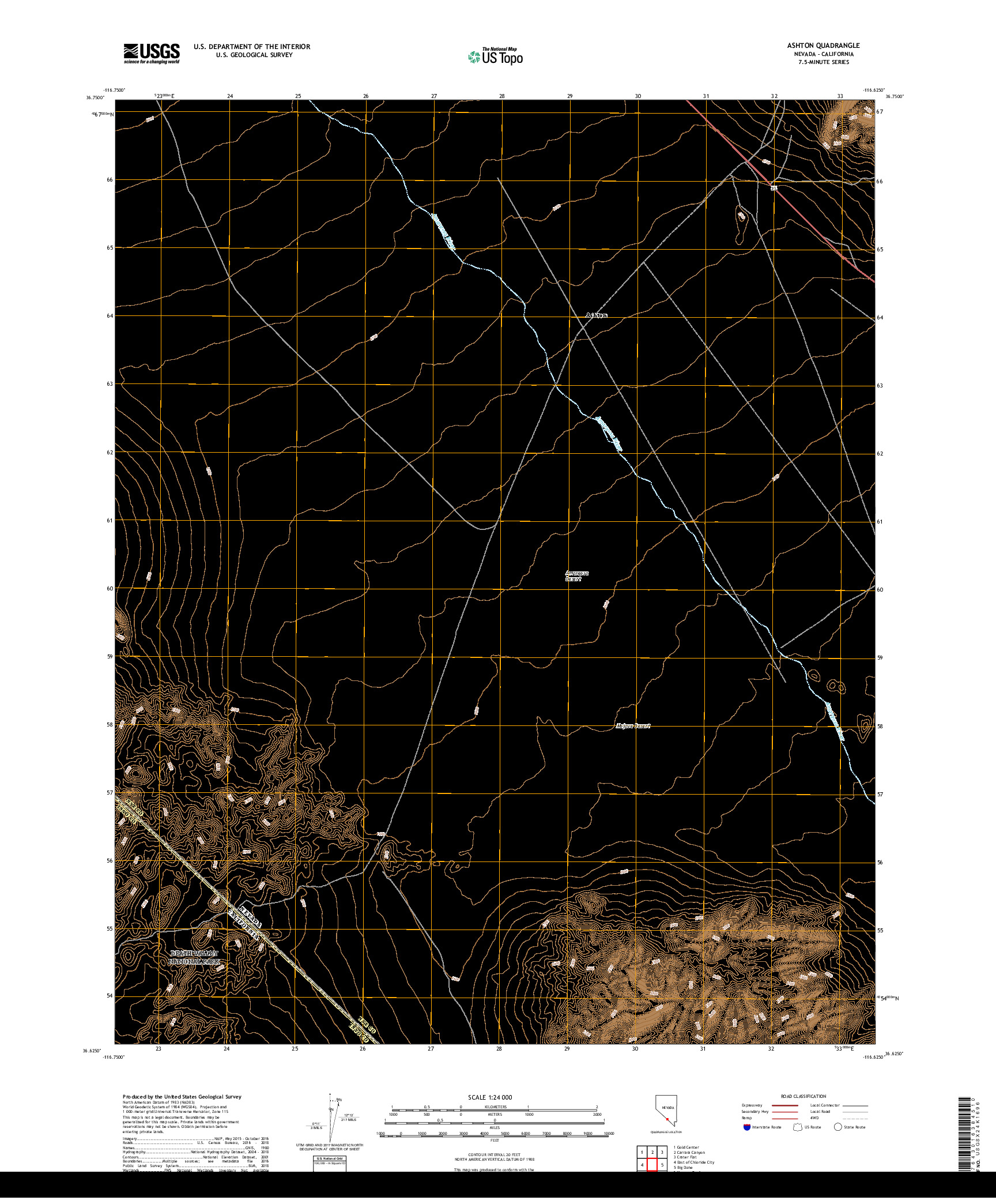 USGS US TOPO 7.5-MINUTE MAP FOR ASHTON, NV,CA 2018